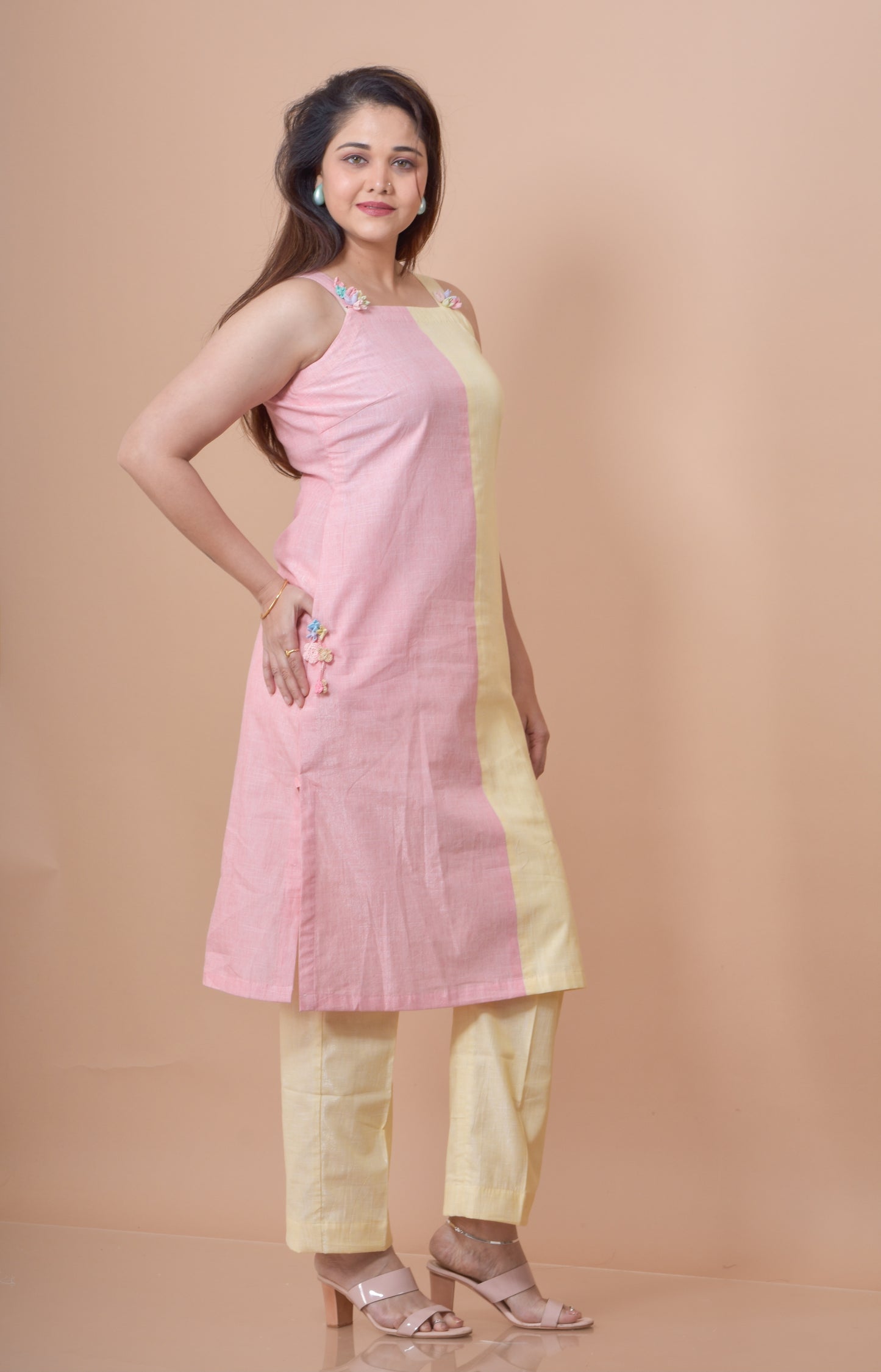 Half And Half Cord Set - Yellow with Pink