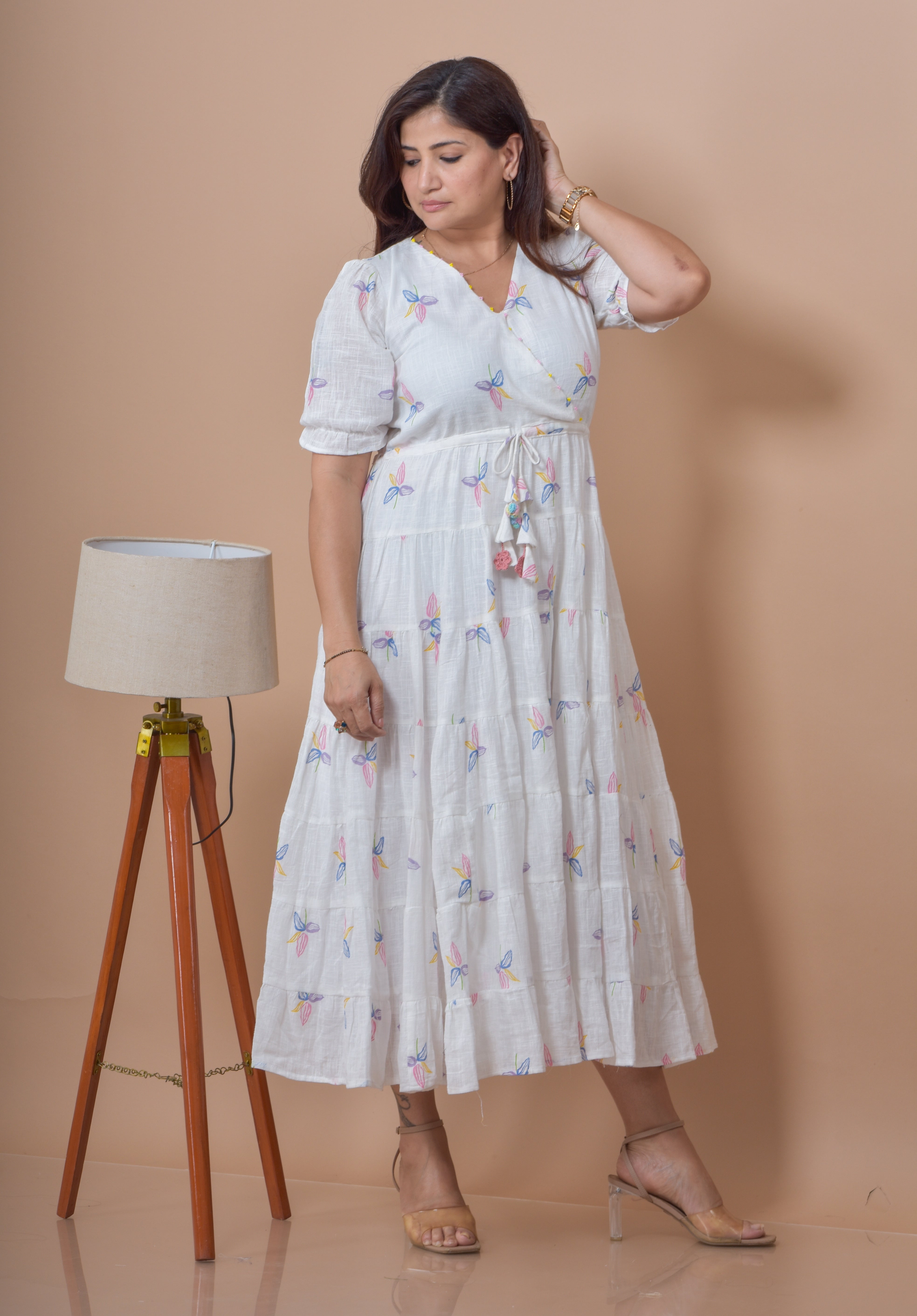 Daisy Print Long Tier Dress