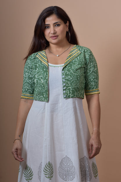 Singlet Dress WIth Hand-block Printed Cotton (Jacket)