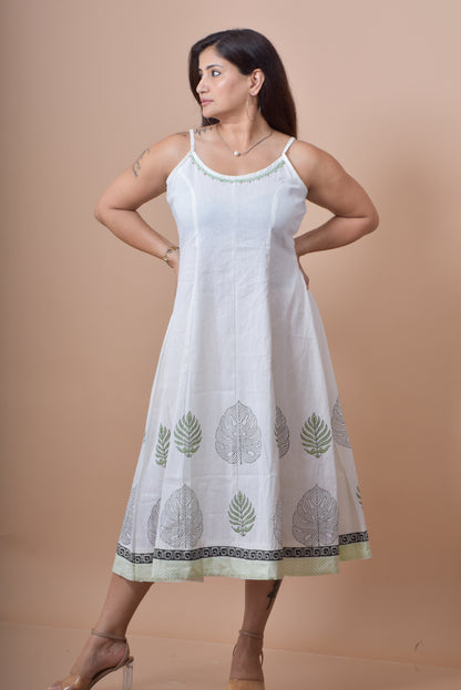 Singlet Dress WIth Hand-block Printed Cotton (Jacket)