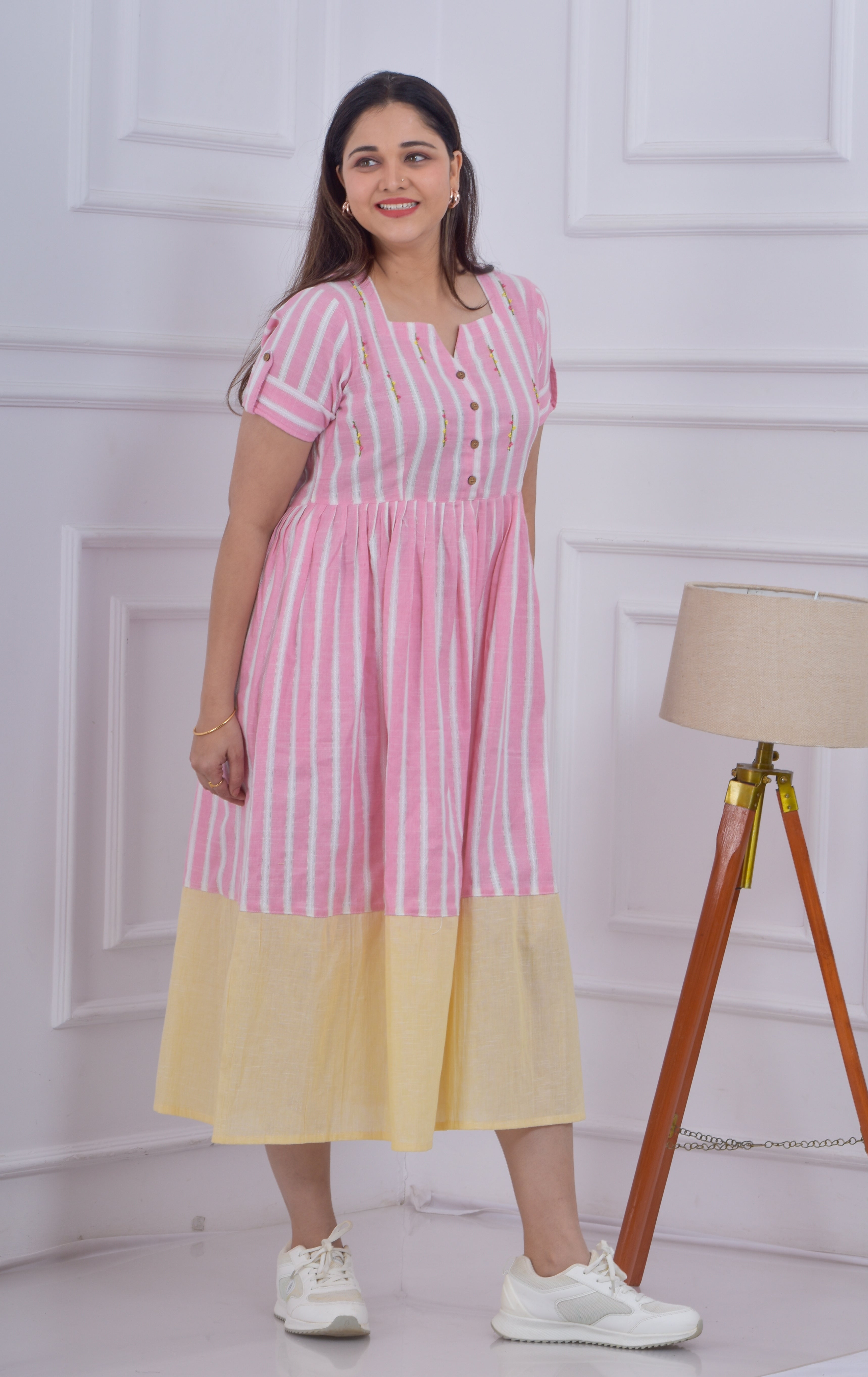 Centre Gather Embroidered Dress