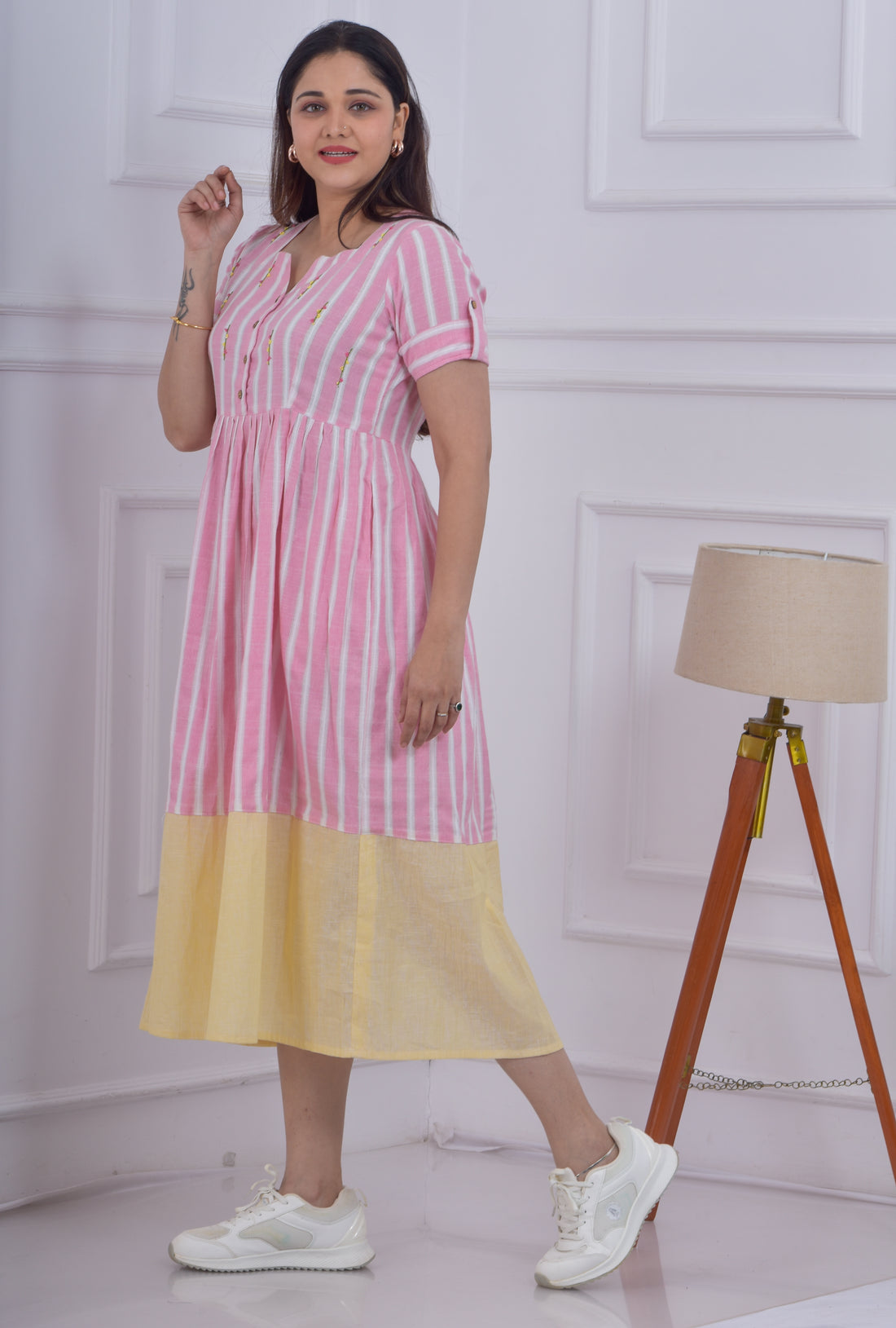 Centre Gather Embroidered Dress