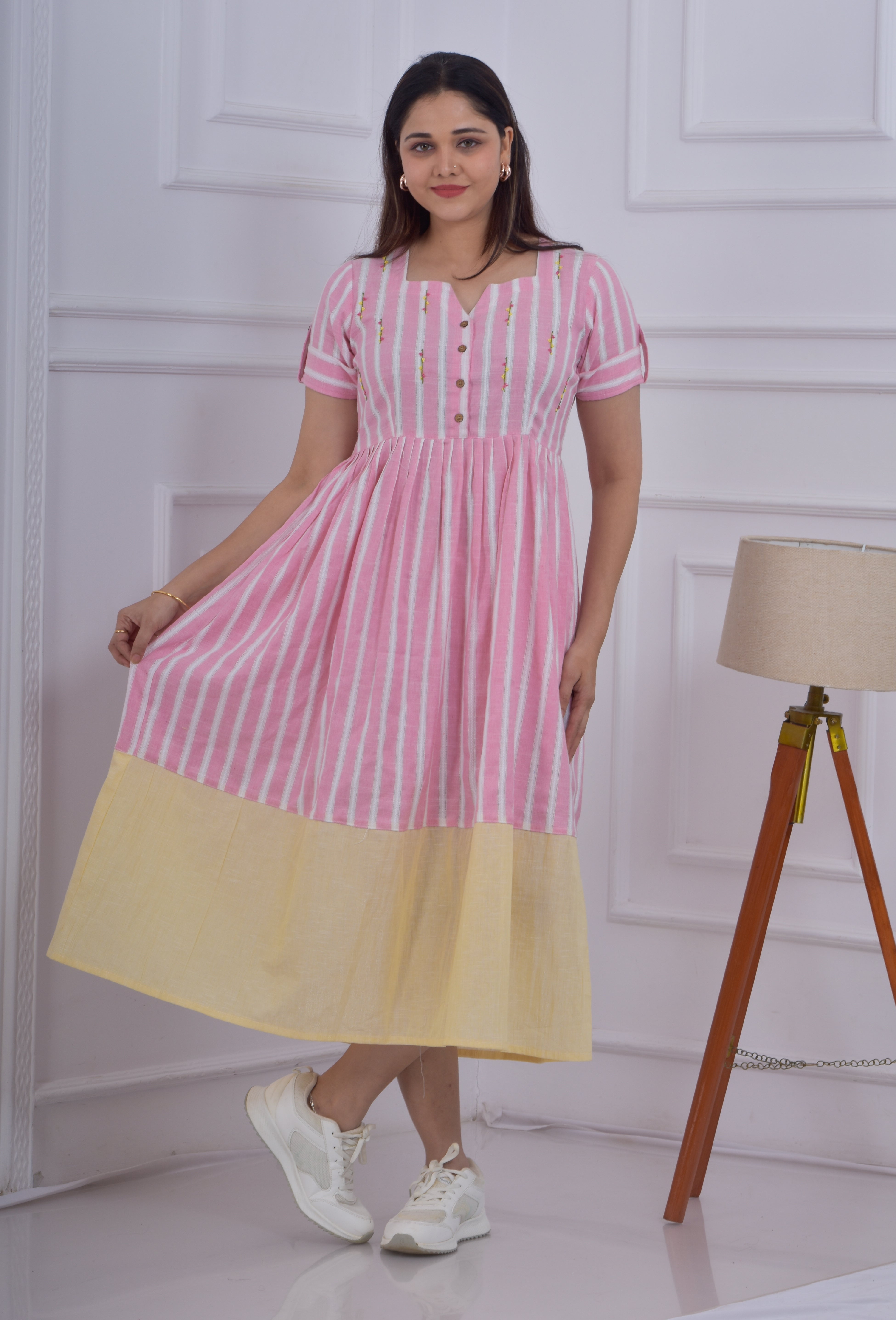Centre Gather Embroidered Dress