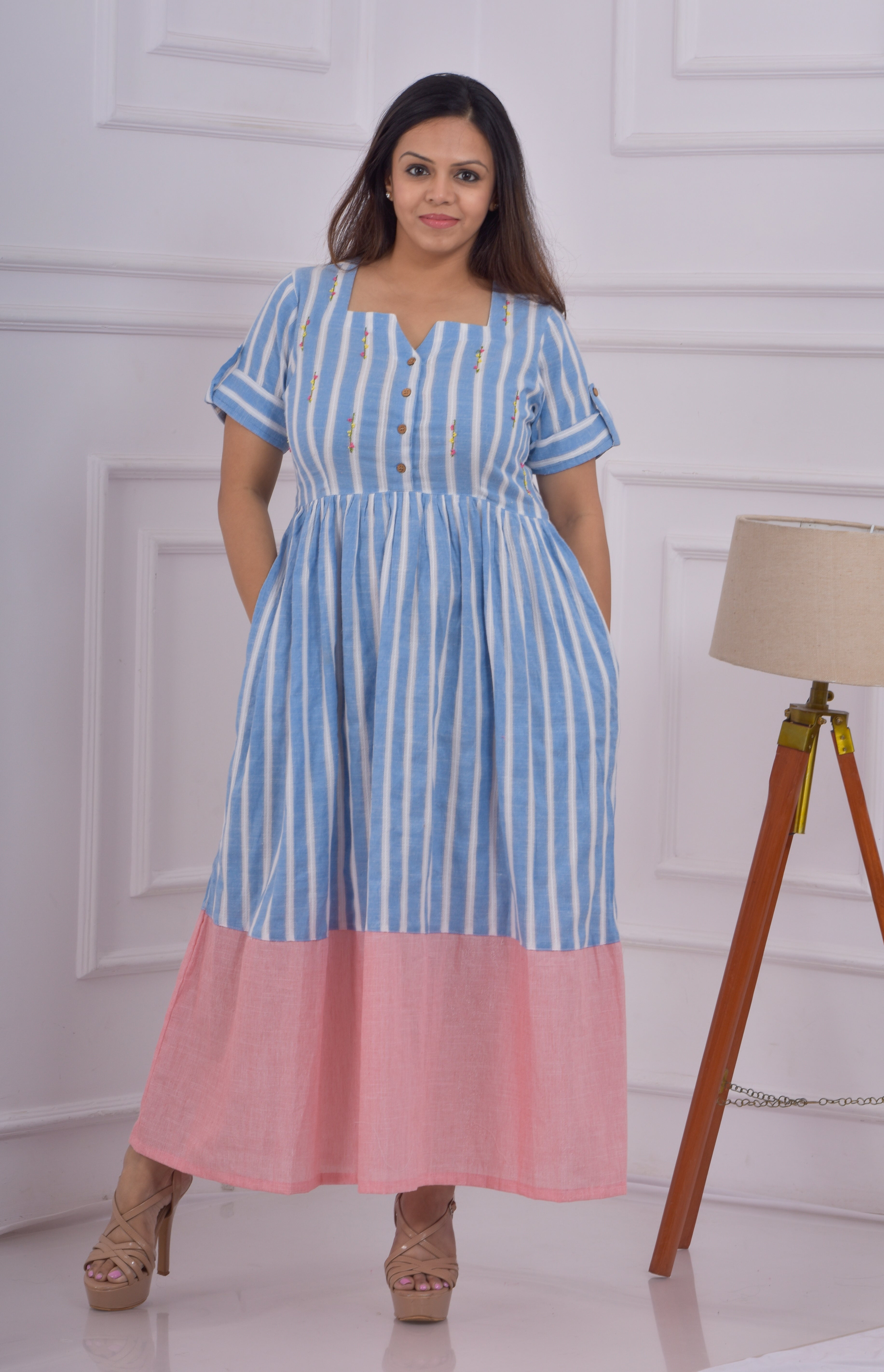 Centre Gather Embroidered Dress
