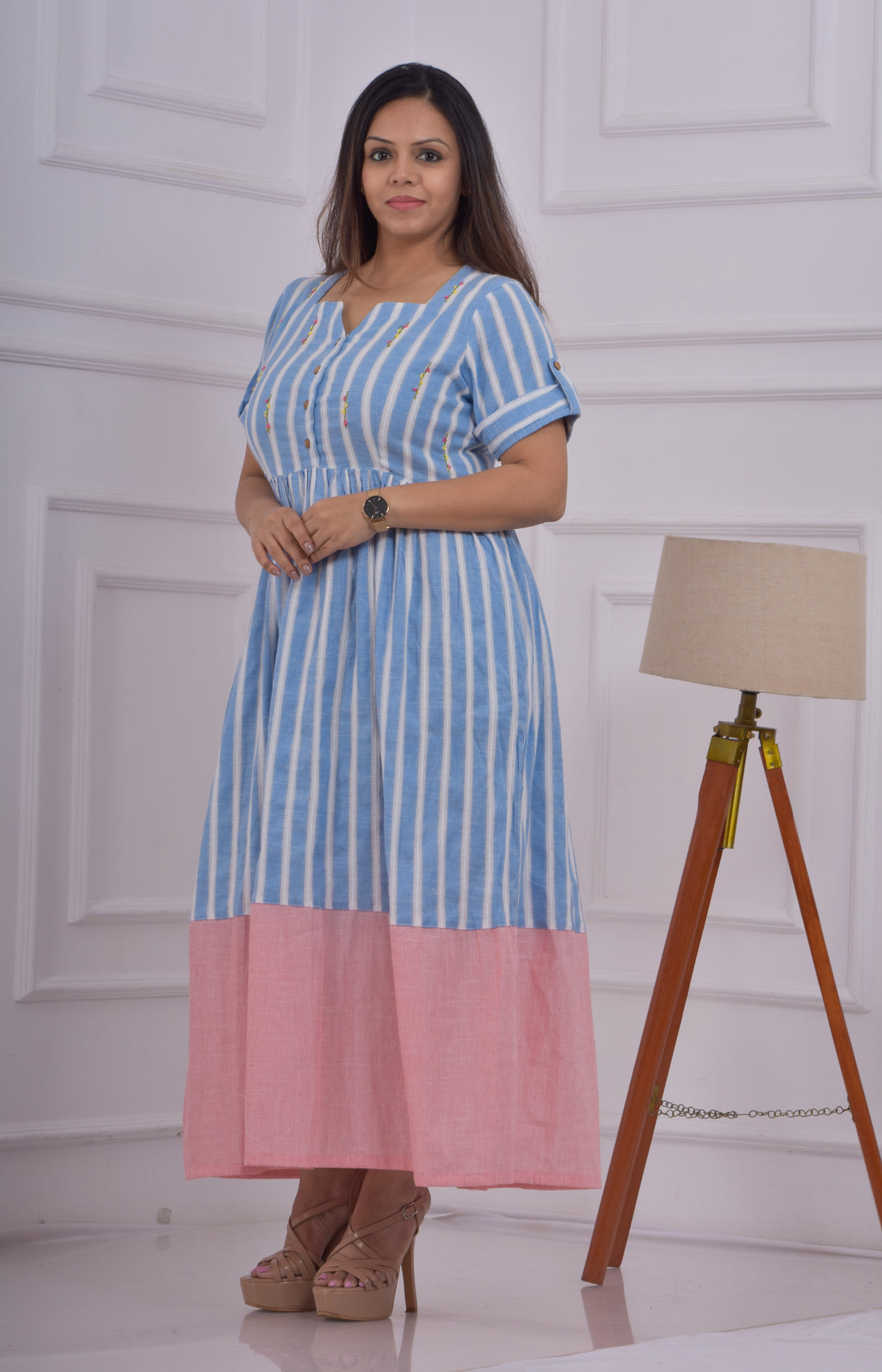 Centre Gather Embroidered Dress