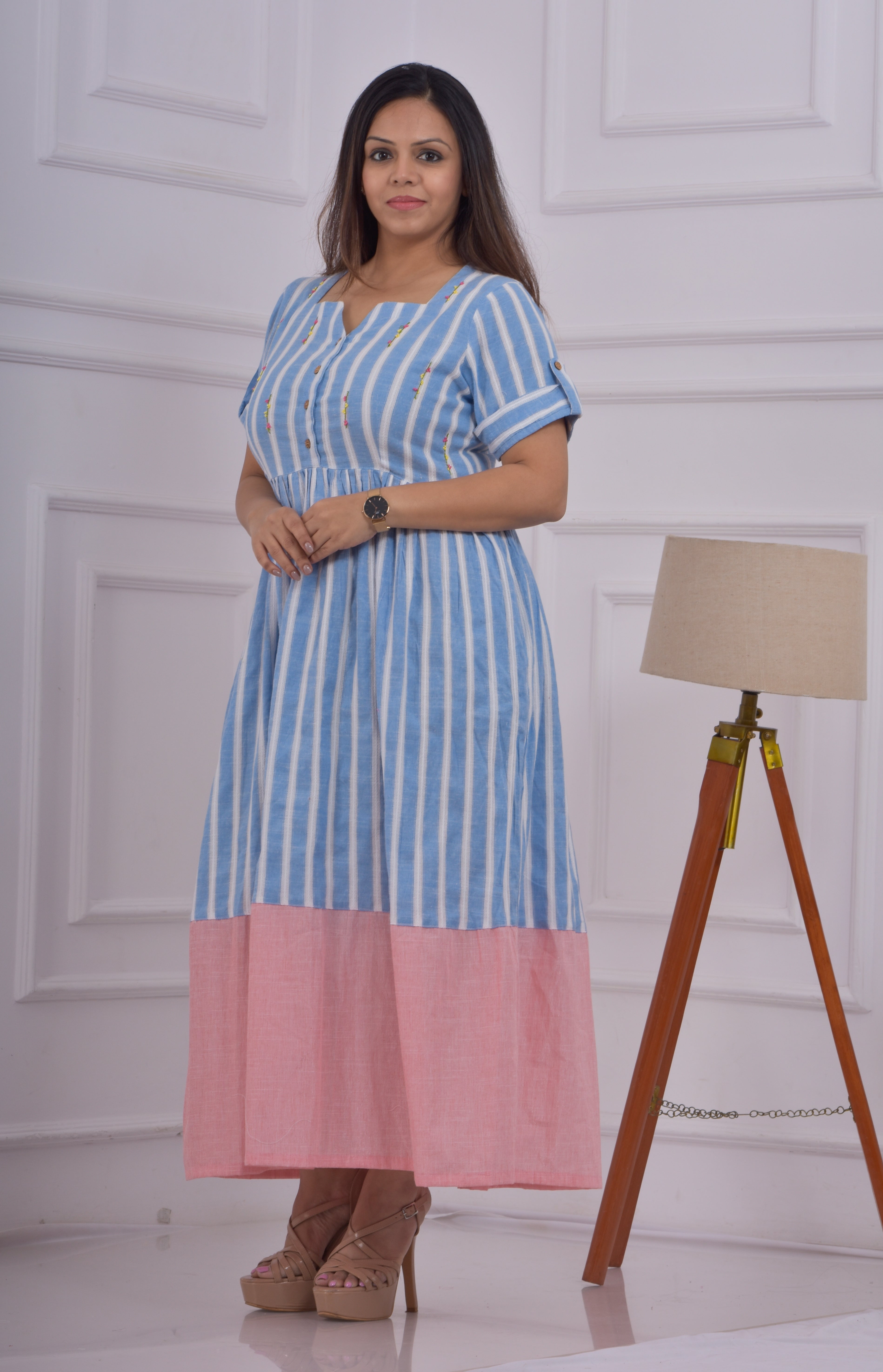Centre Gather Embroidered Dress