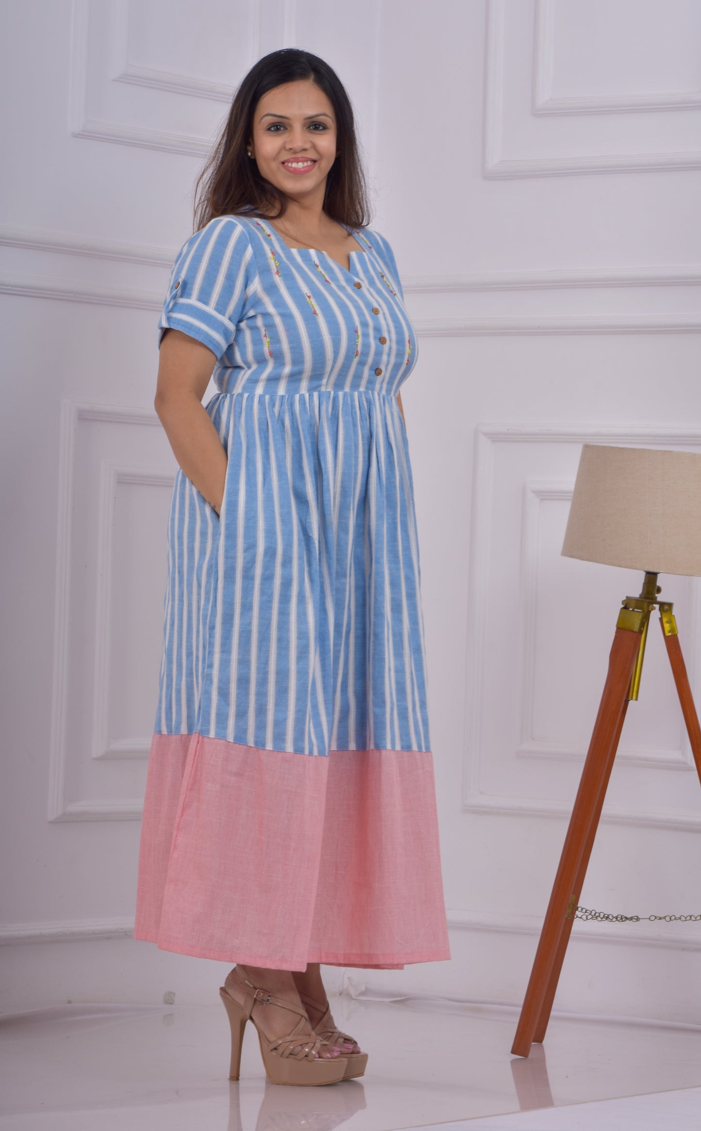 Centre Gather Embroidered Dress