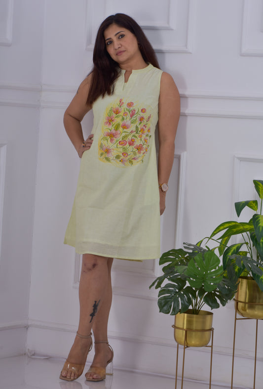 Hand Painted Dress - Lime
