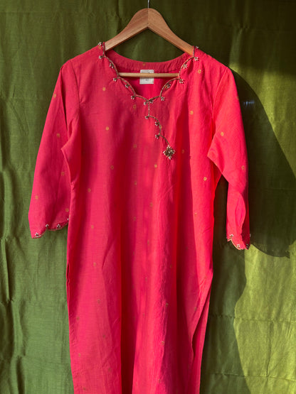 Tara Butti Kurta Pant Dupatta - Gulab