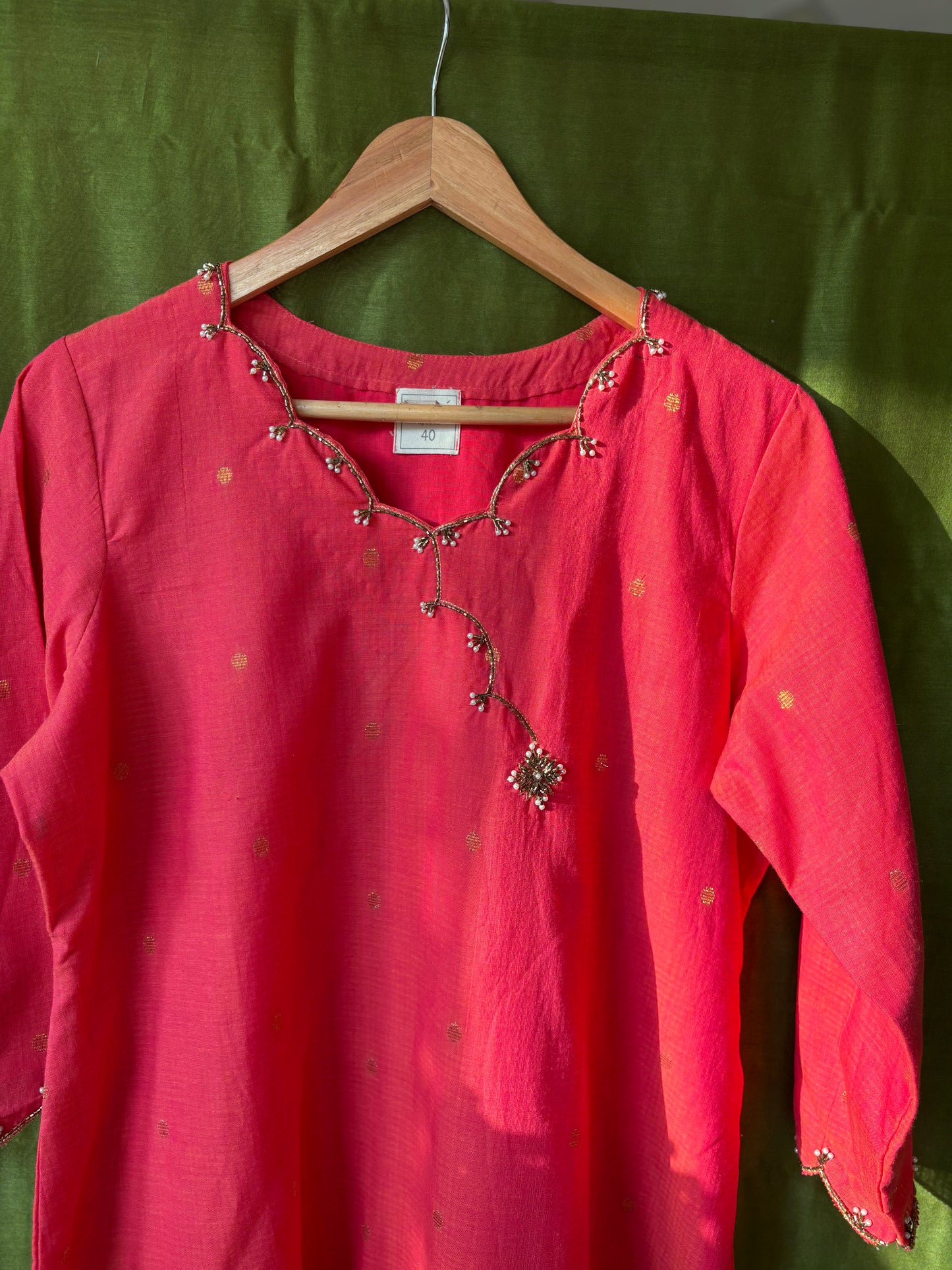 Tara Butti Kurta Pant Dupatta - Gulab