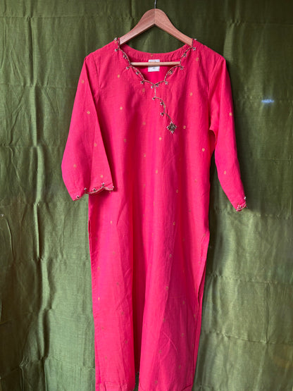Tara Butti Kurta Pant Dupatta - Gulab