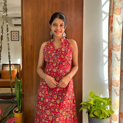 Halter Neck Dress- Red Floral