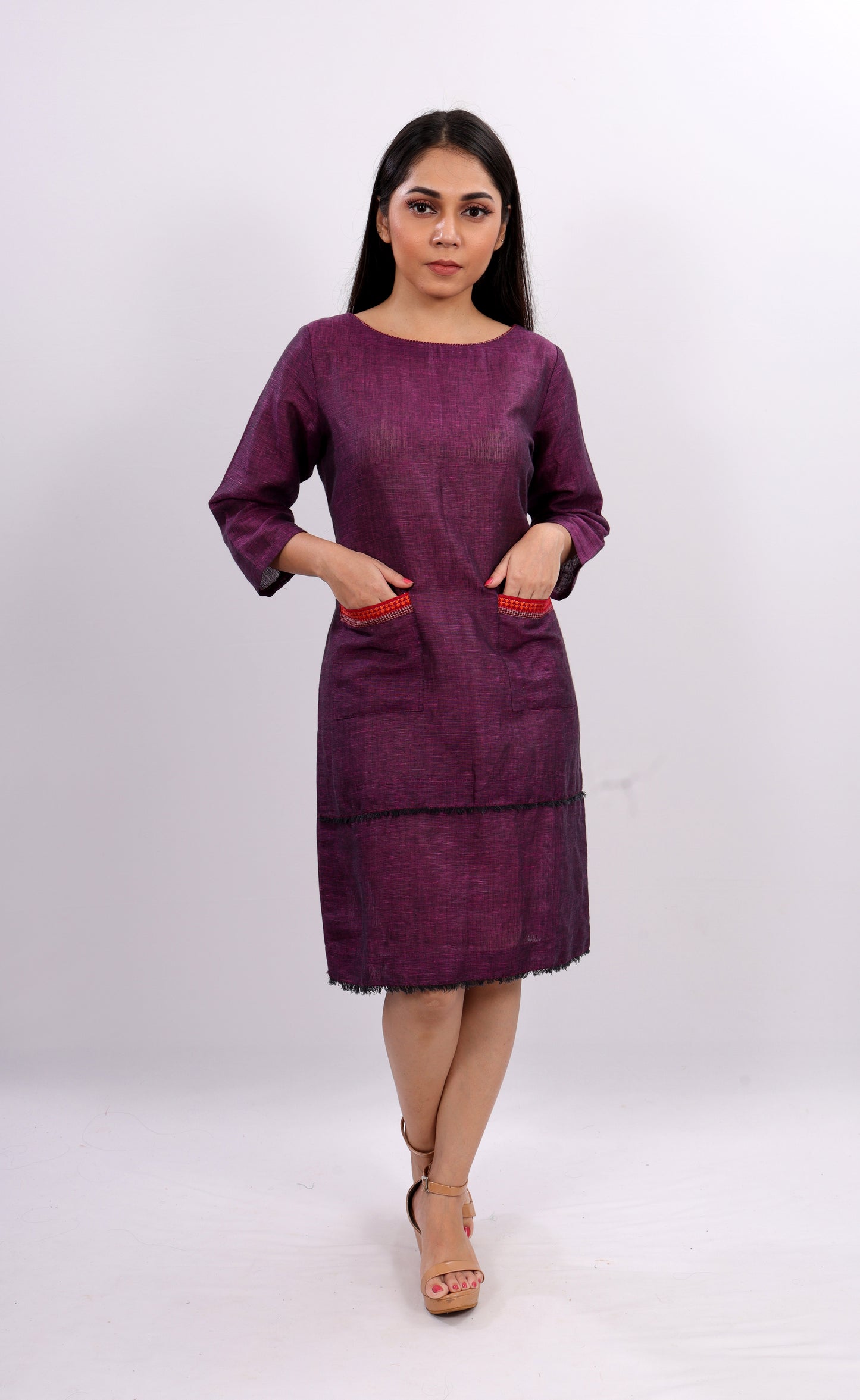 Purple A-line Pocket Dress