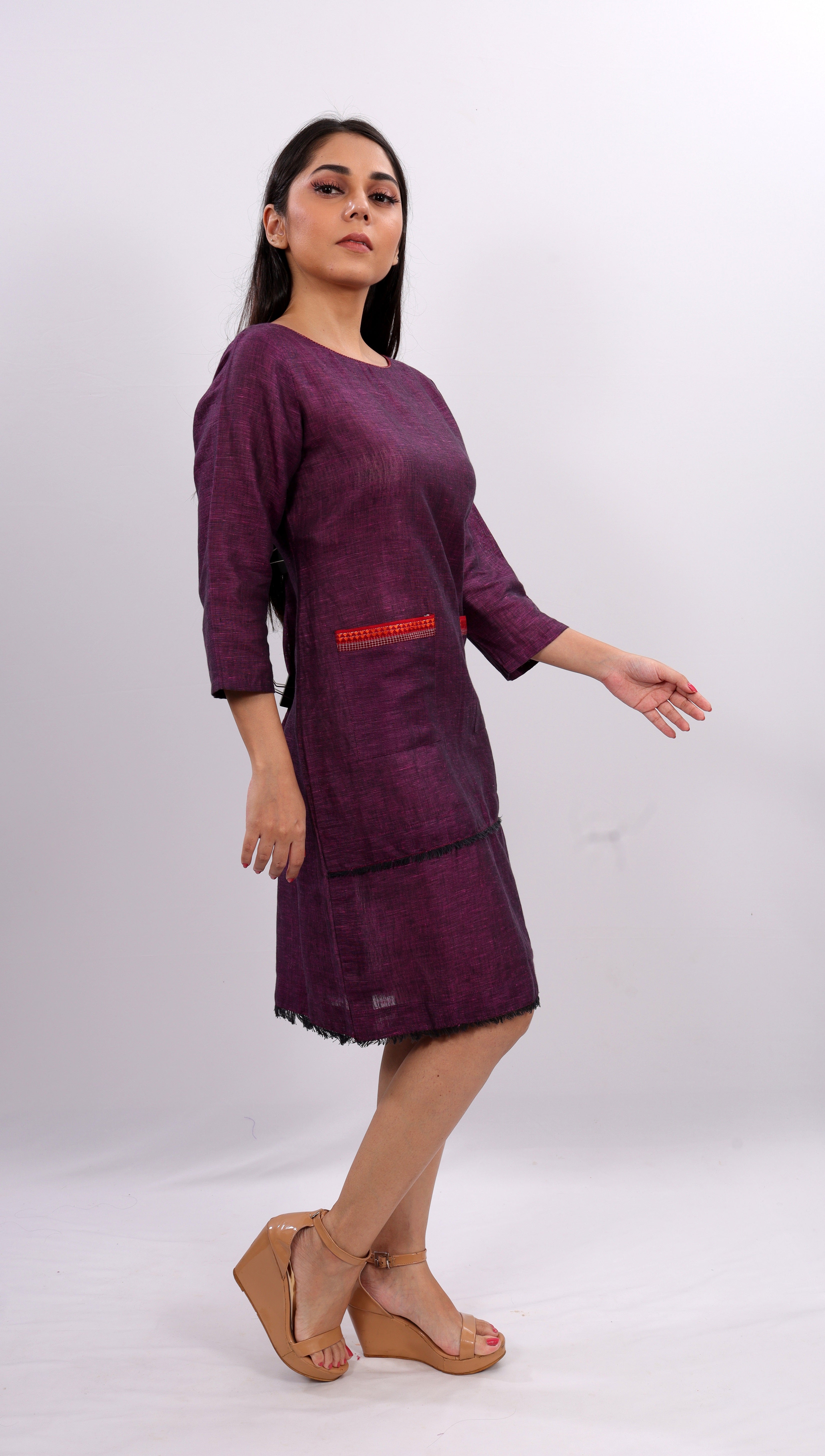 Purple A-line Pocket Dress