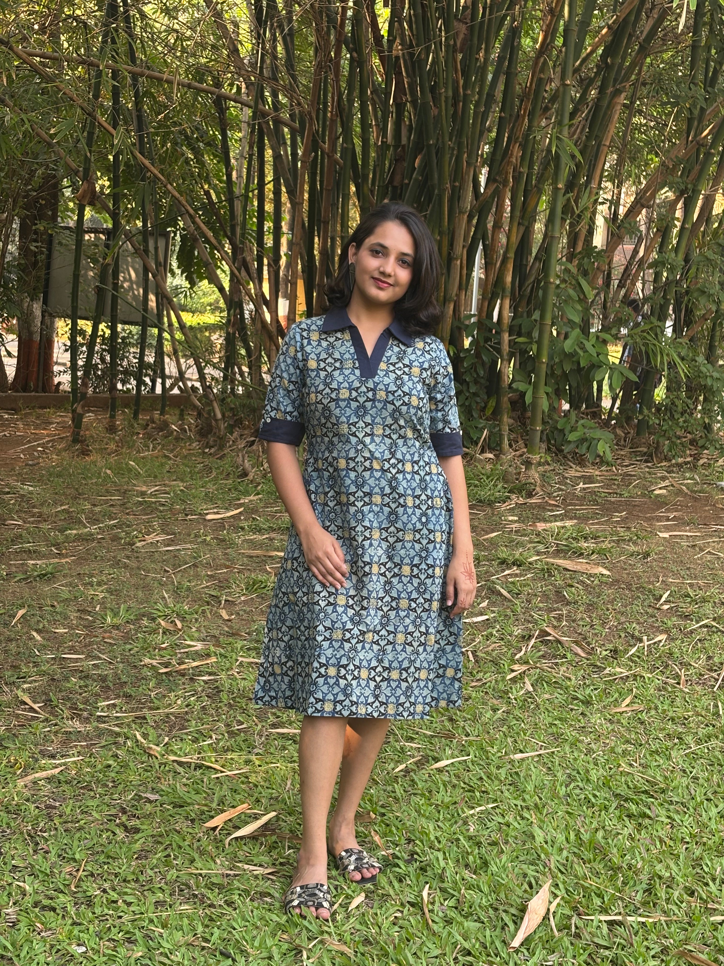 Neelrekha Ajrakh Dress