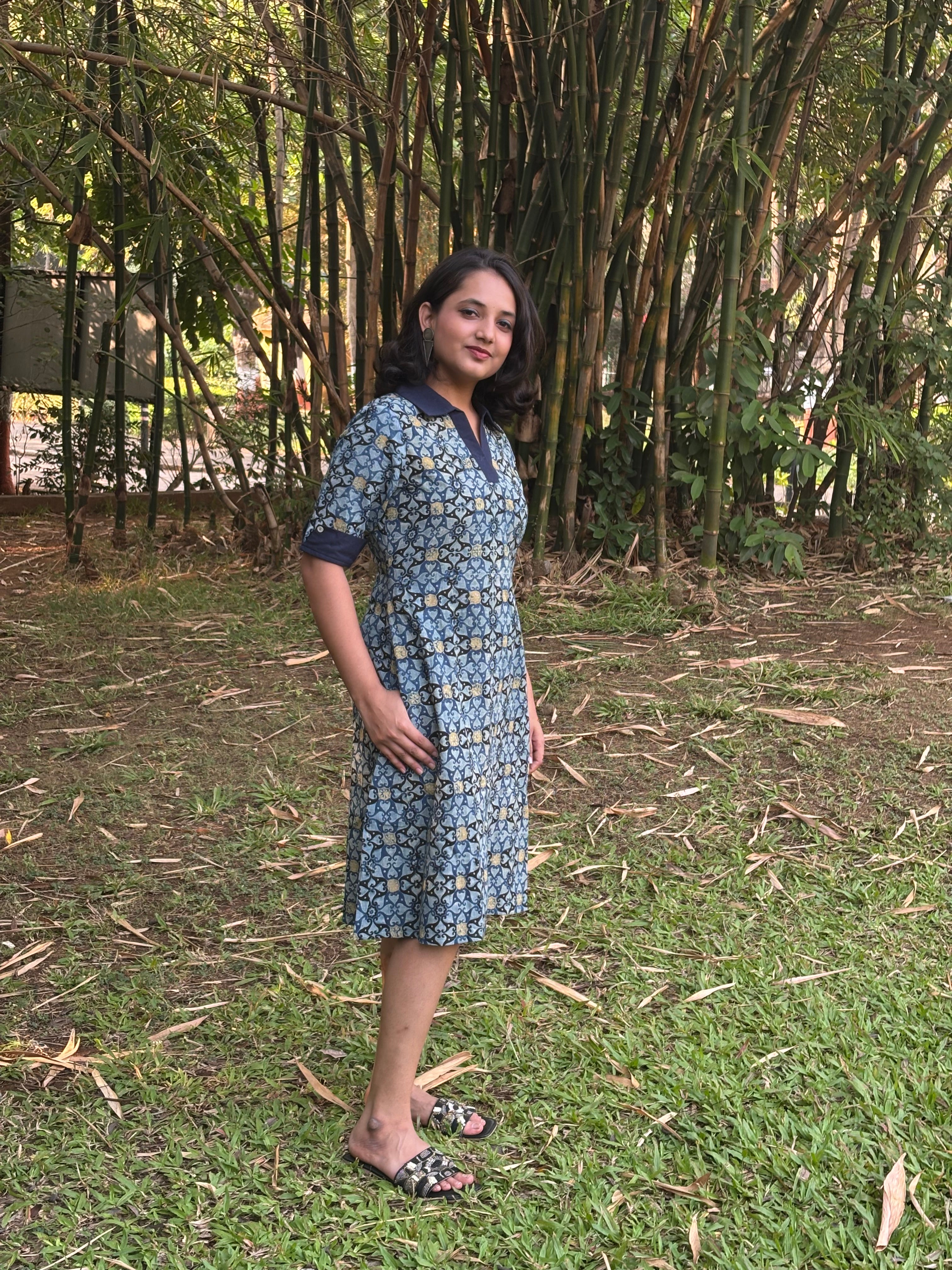 Neelrekha Ajrakh Dress