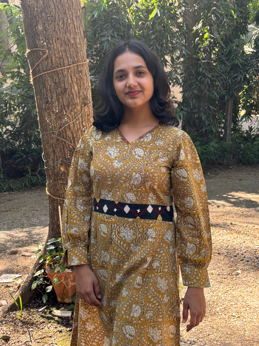 Jaipur yellow Bodycon dress