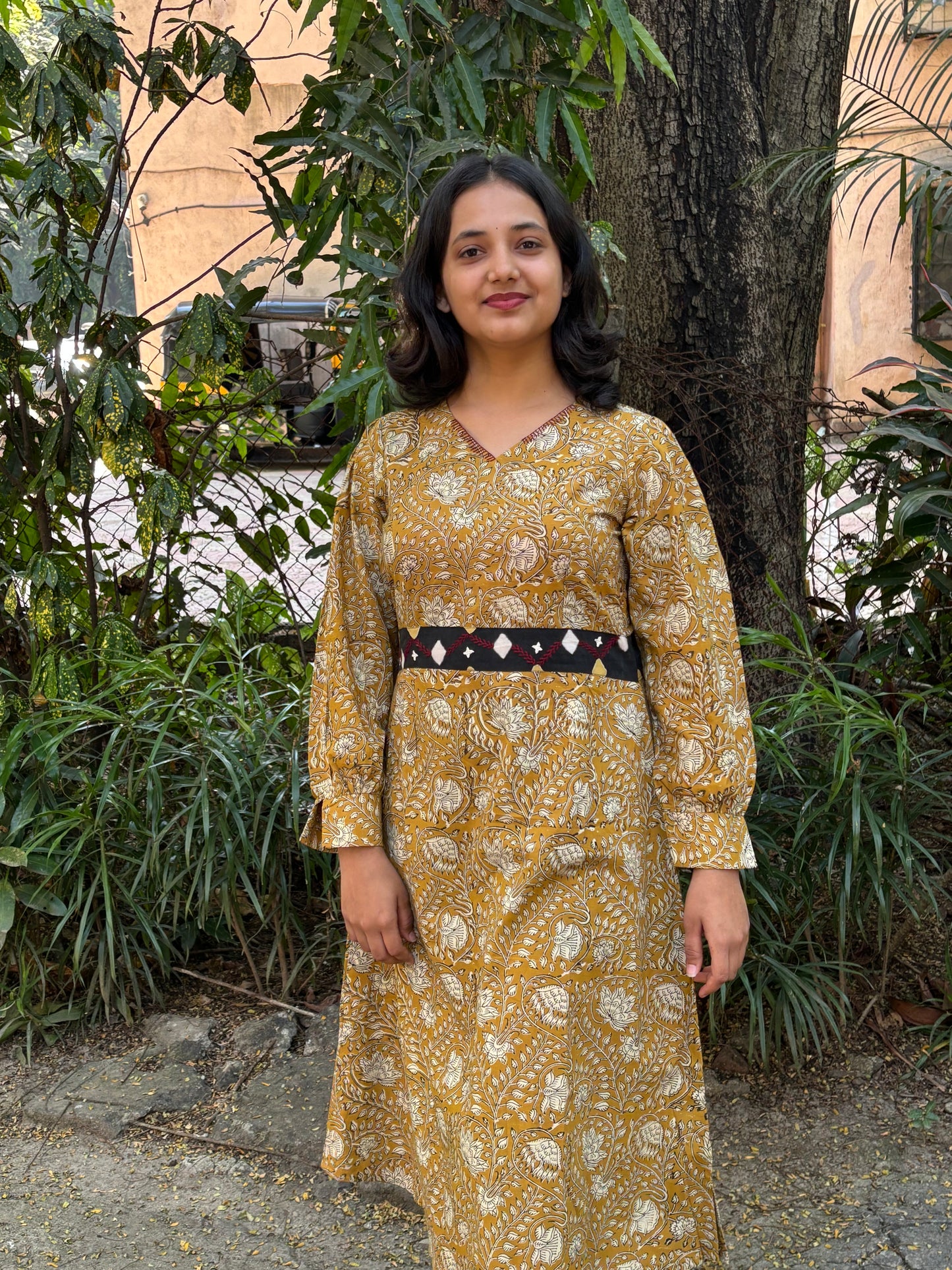 Jaipur yellow Bodycon dress