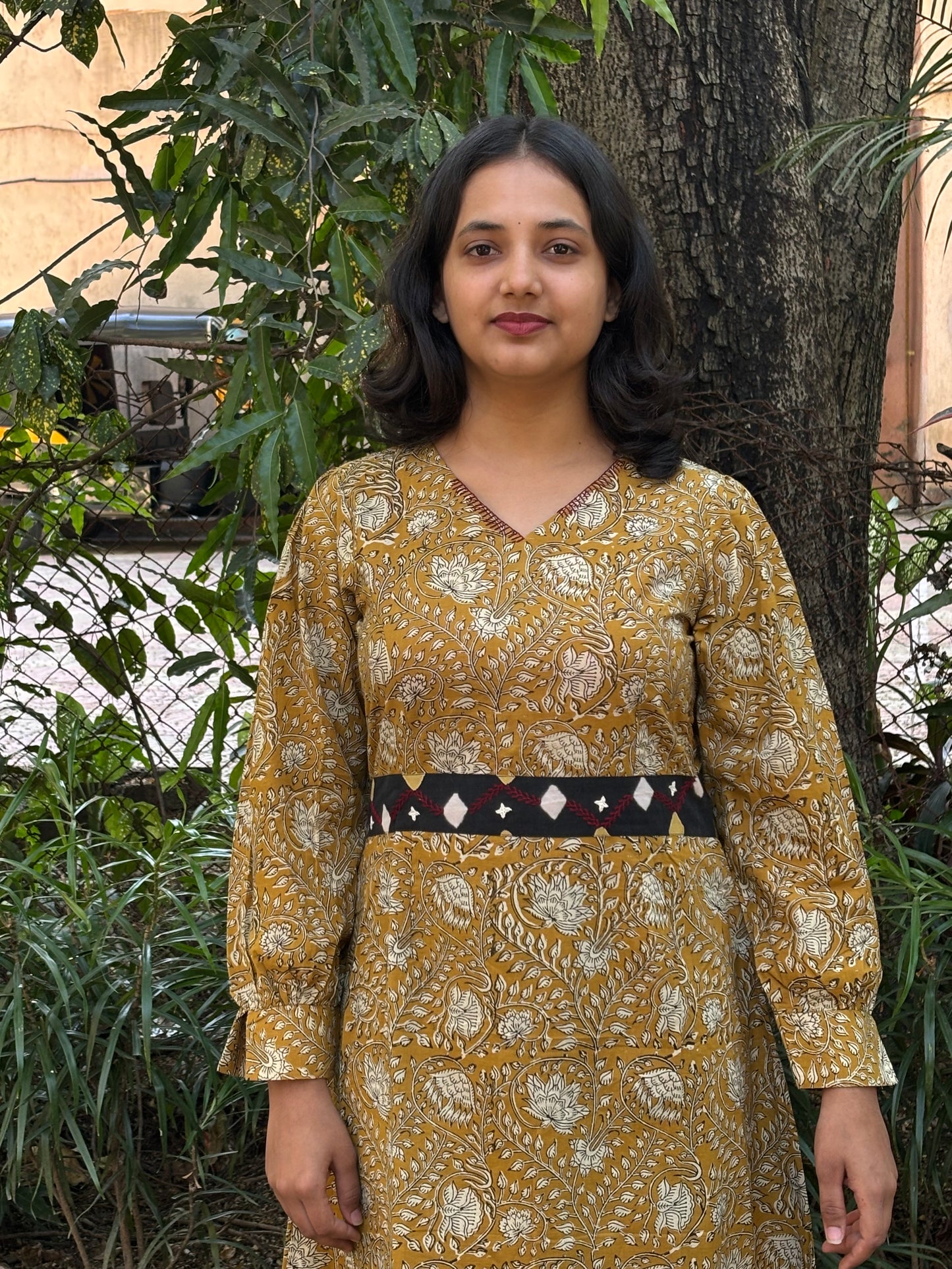 Jaipur yellow Bodycon dress