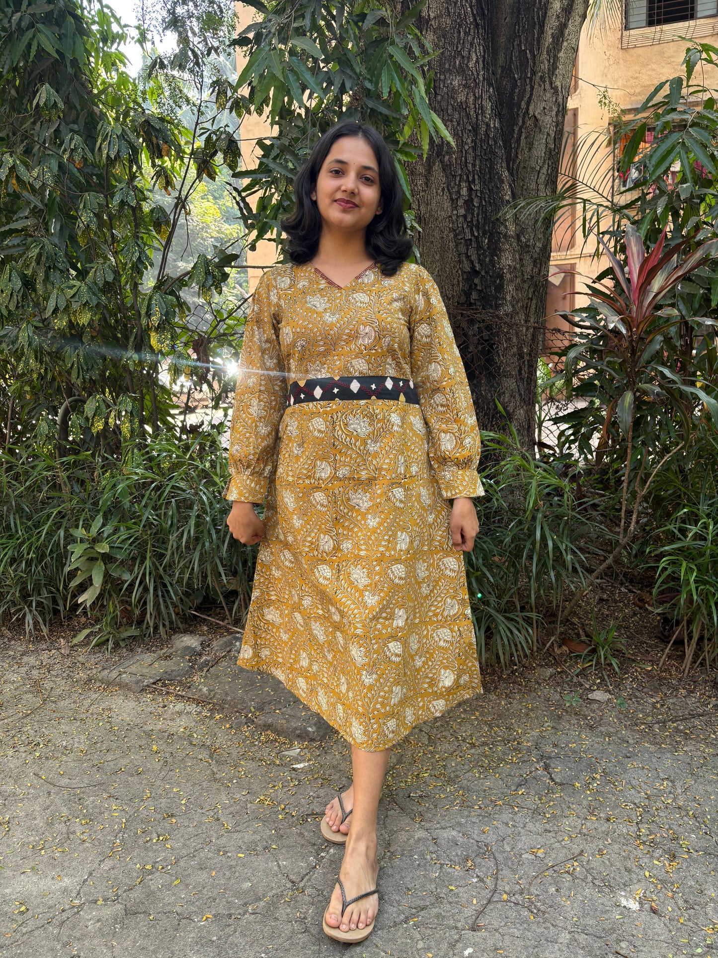 Jaipur yellow Bodycon dress