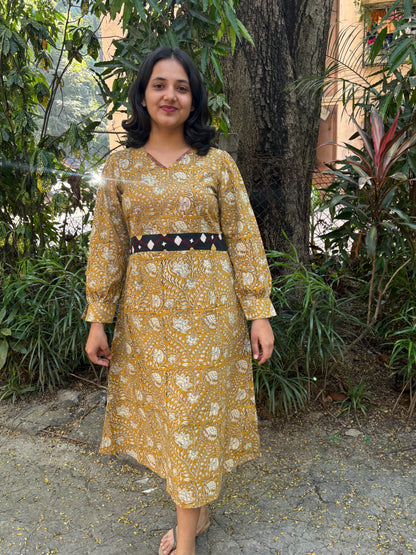 Jaipur yellow Bodycon dress