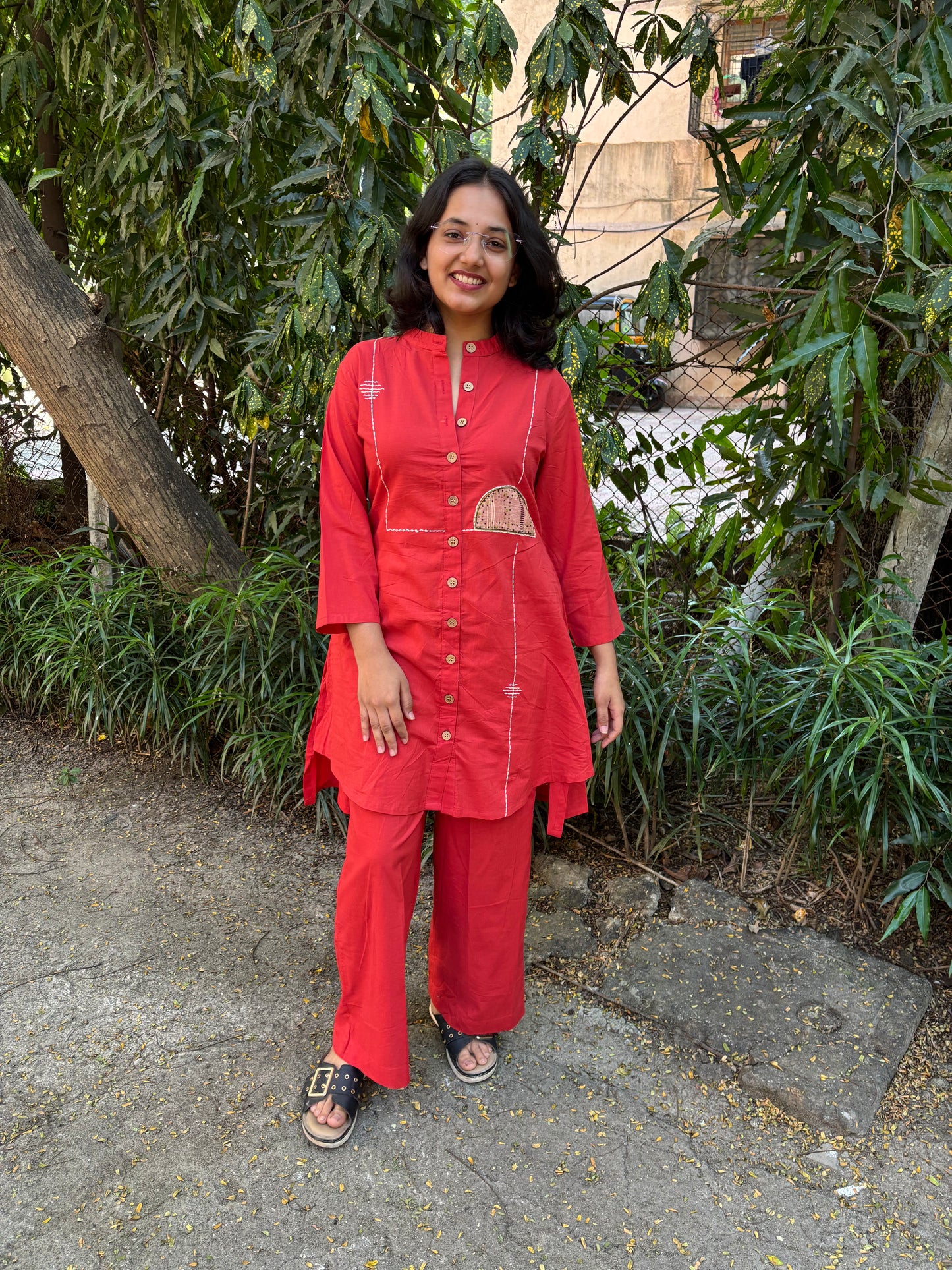 Hand Embroidered Cotton Co-ord Set