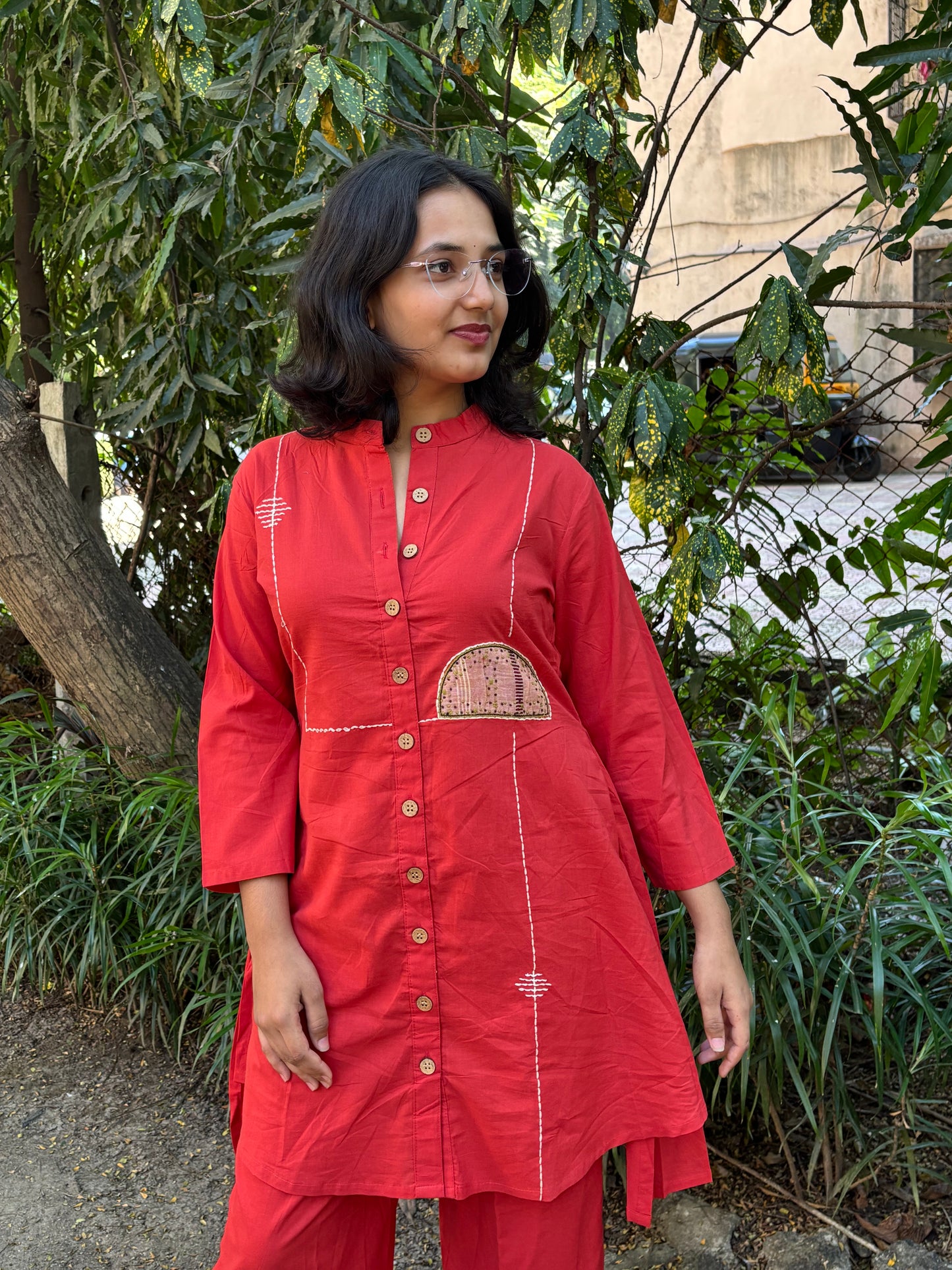 Hand Embroidered Cotton Co-ord Set