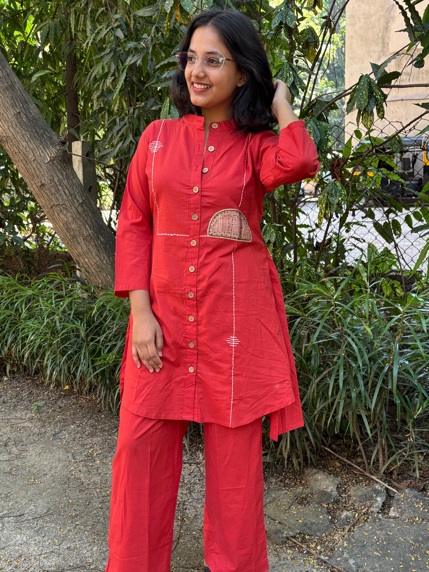 Hand Embroidered Cotton Co-ord Set