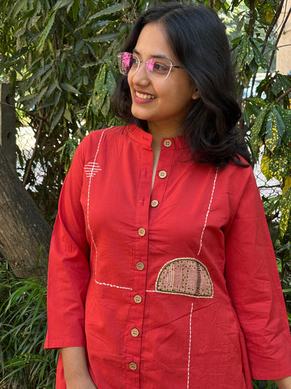 Hand Embroidered Cotton Co-ord Set