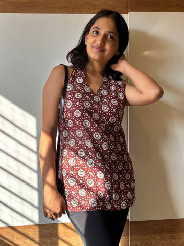 Ruhani Ajrakh Halter Neck Mulmul Top