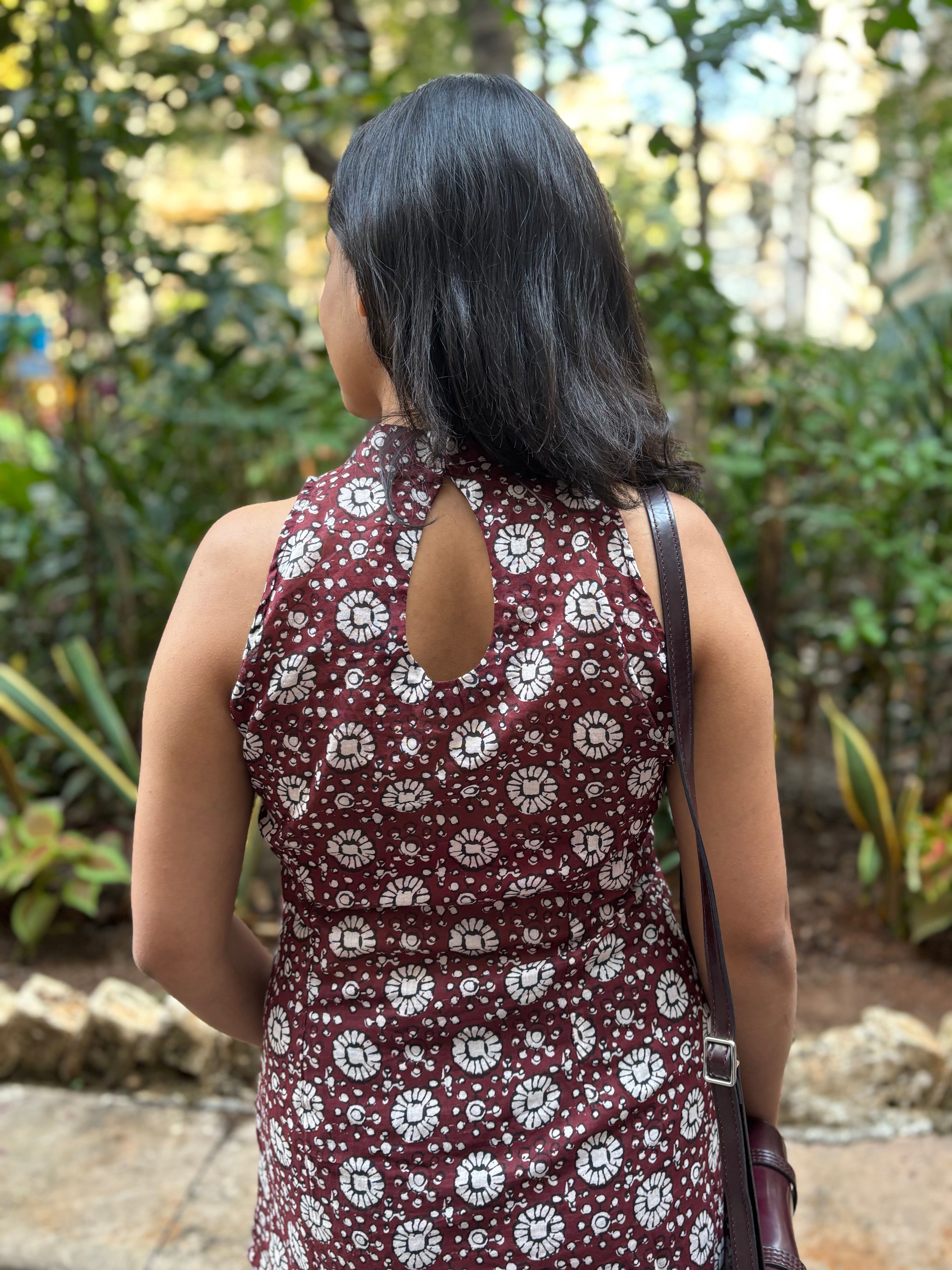 Ruhani Ajrakh Halter Neck Mulmul Top