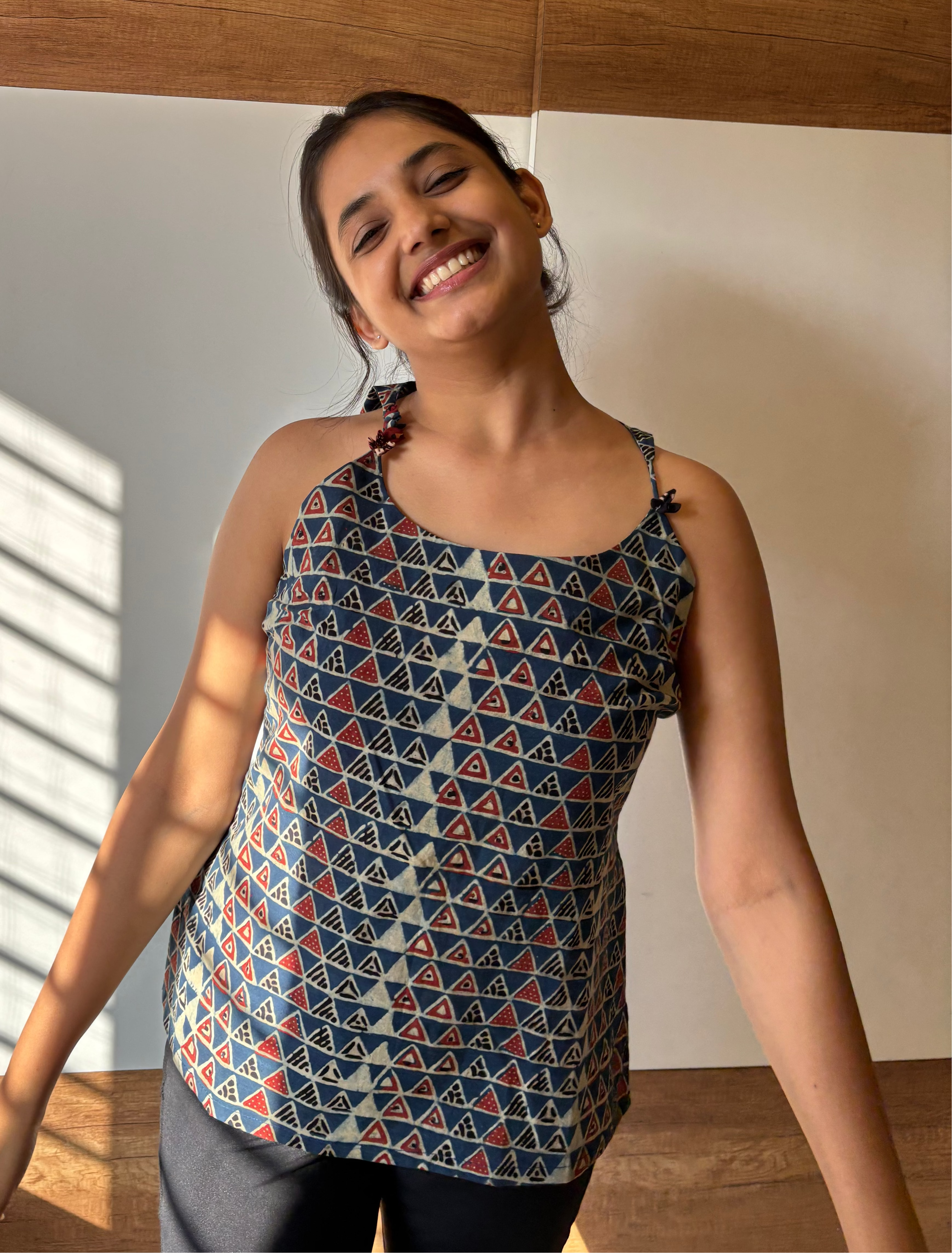 Tara Ajrakh Noodle Strap Top