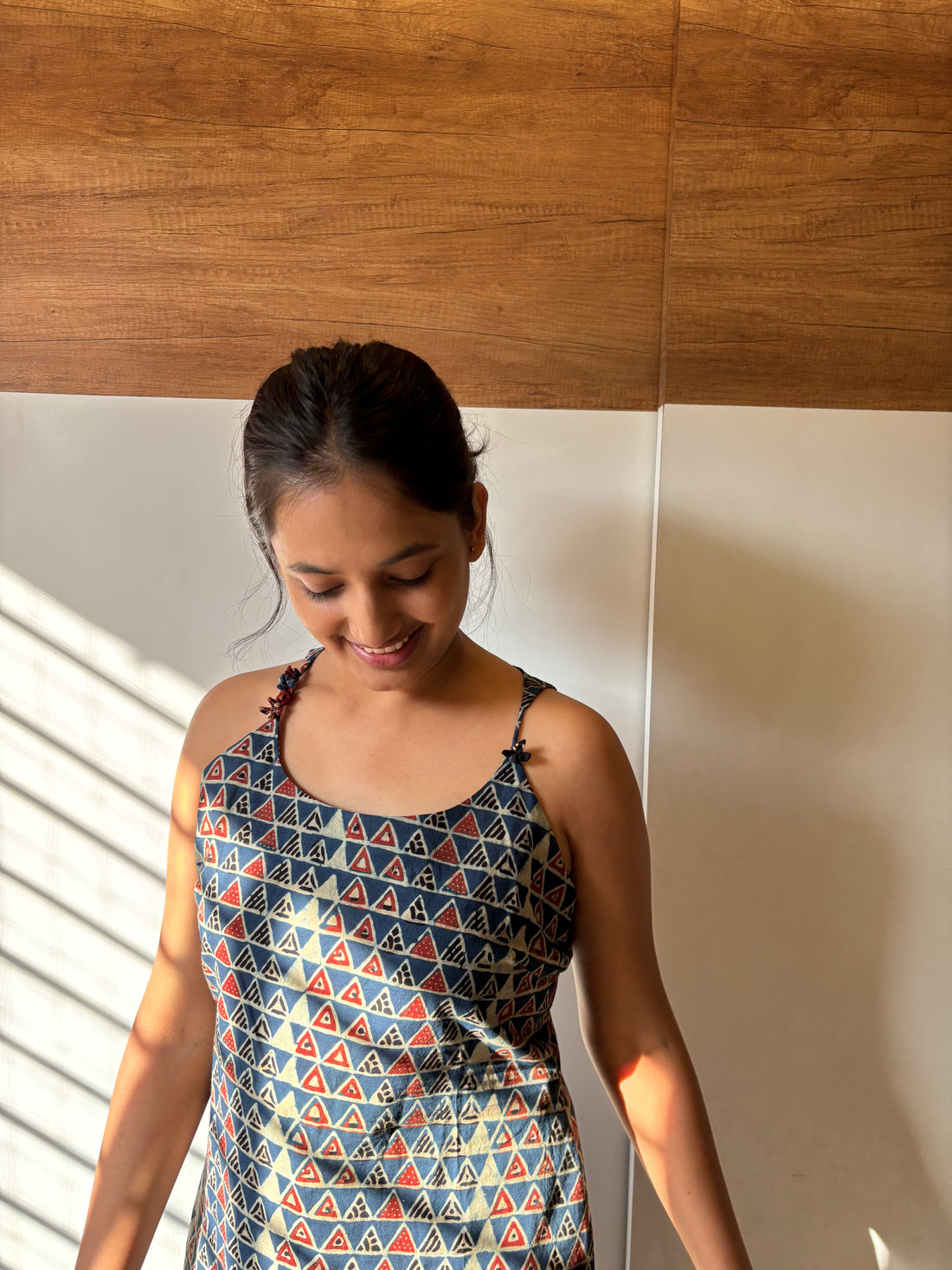 Tara Ajrakh Noodle Strap Top