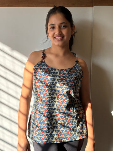 Tara Ajrakh Noodle Strap Top