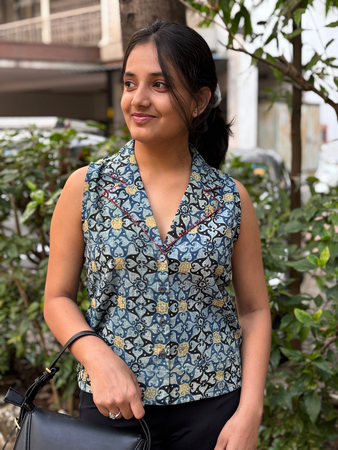 Ajrakh Sleeveless Shirt Top