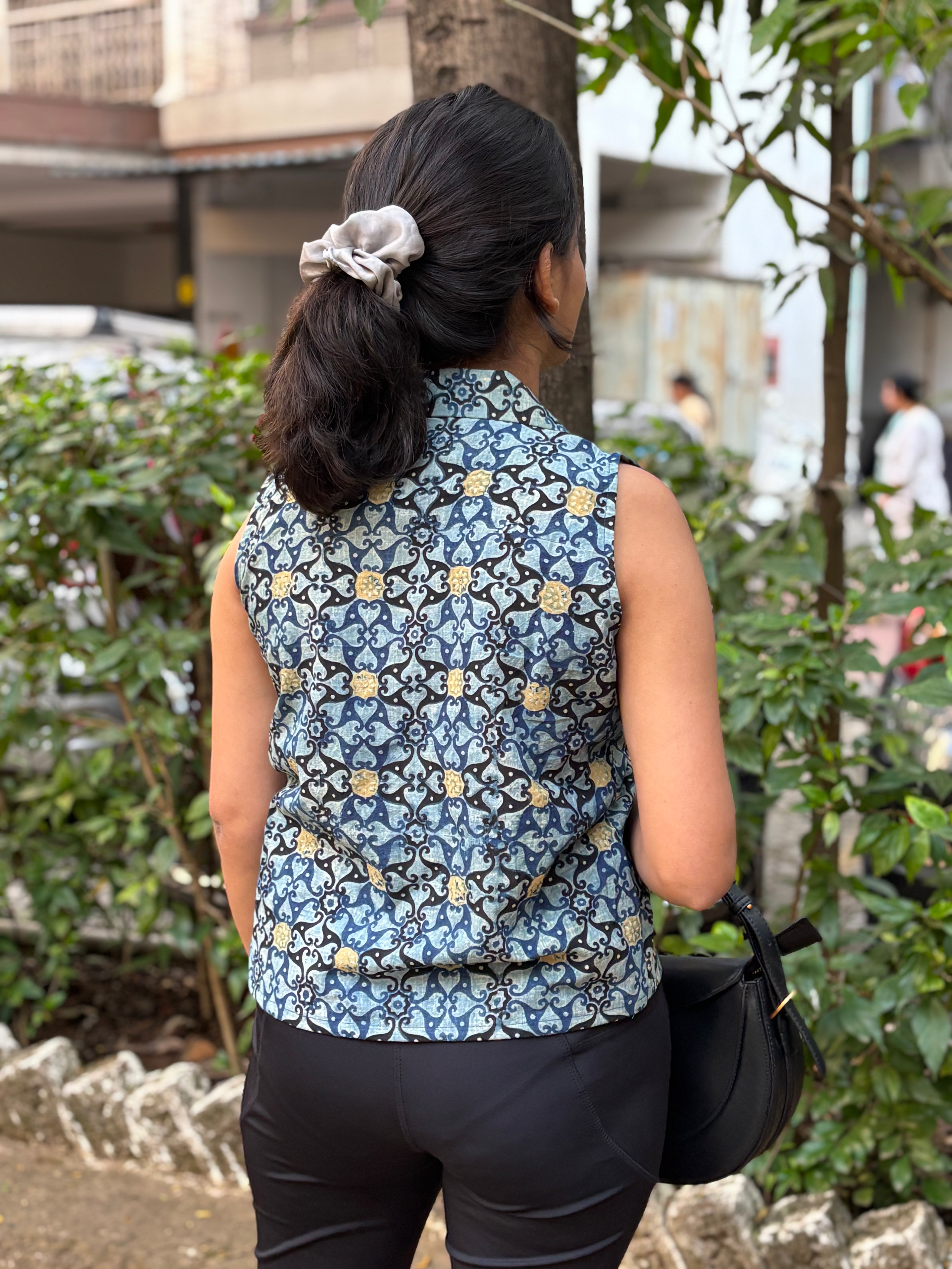 Ajrakh Sleeveless Shirt Top