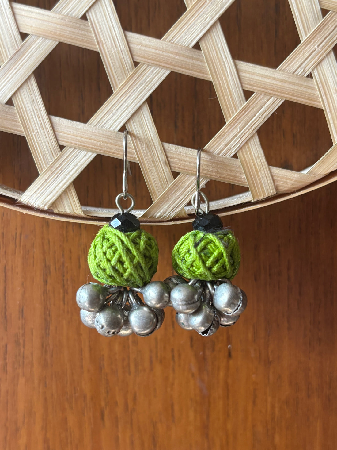 Handcrafted German Silver Earrings- Green