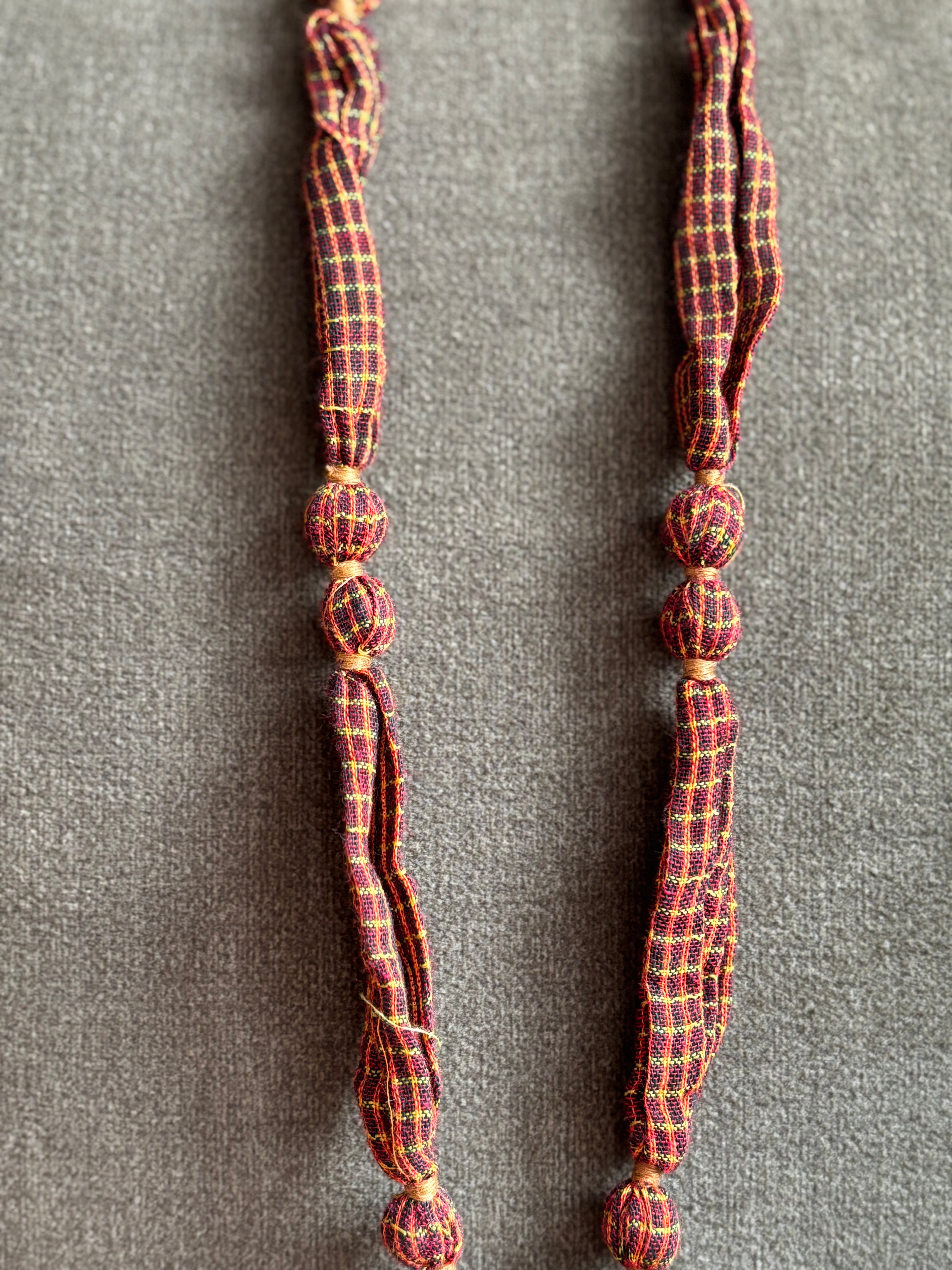 Upcycled Kunbi Katha Square Pendant Necklace