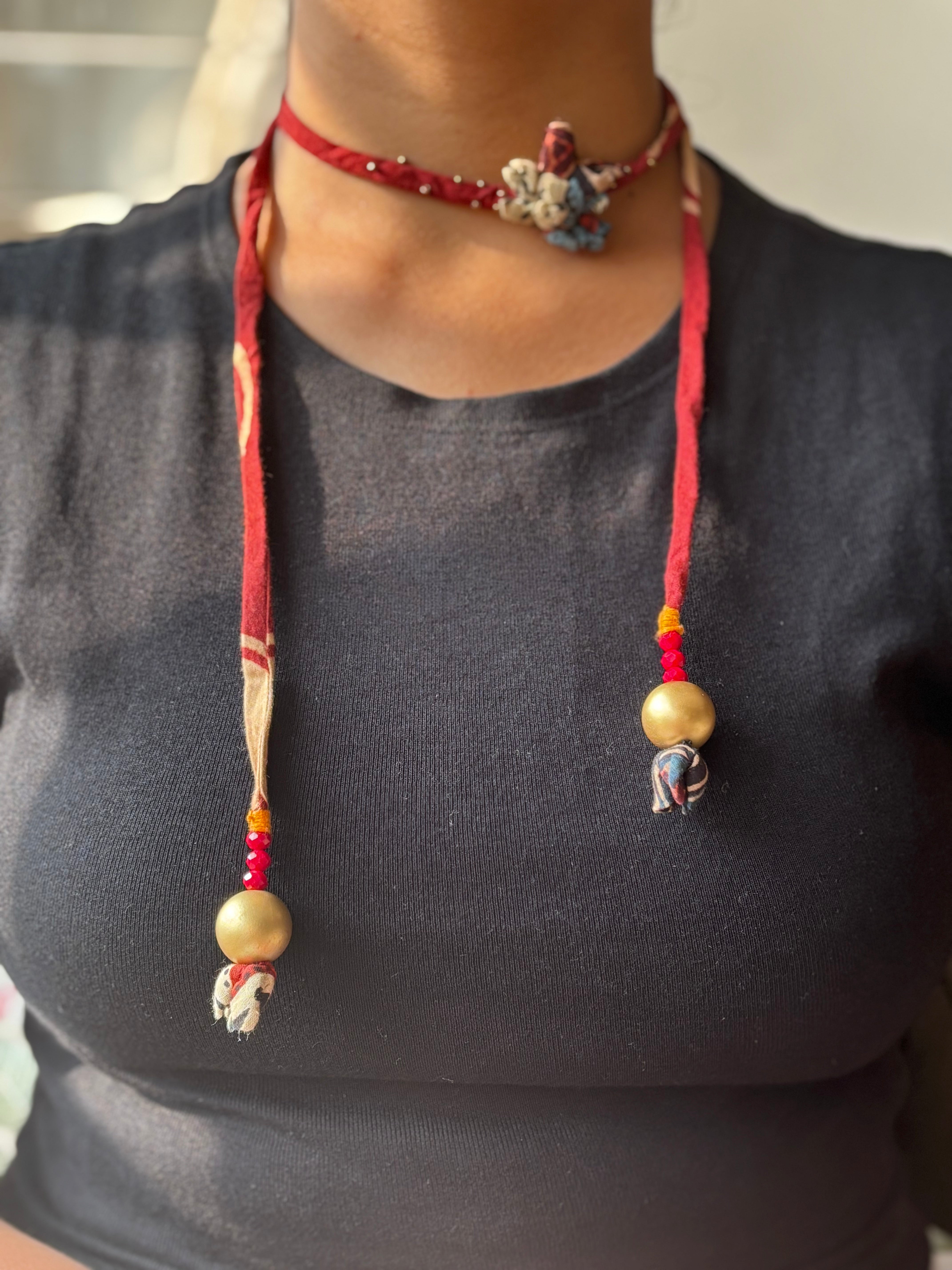 Upcycled Ajrakh Multiway Dori Jewellery