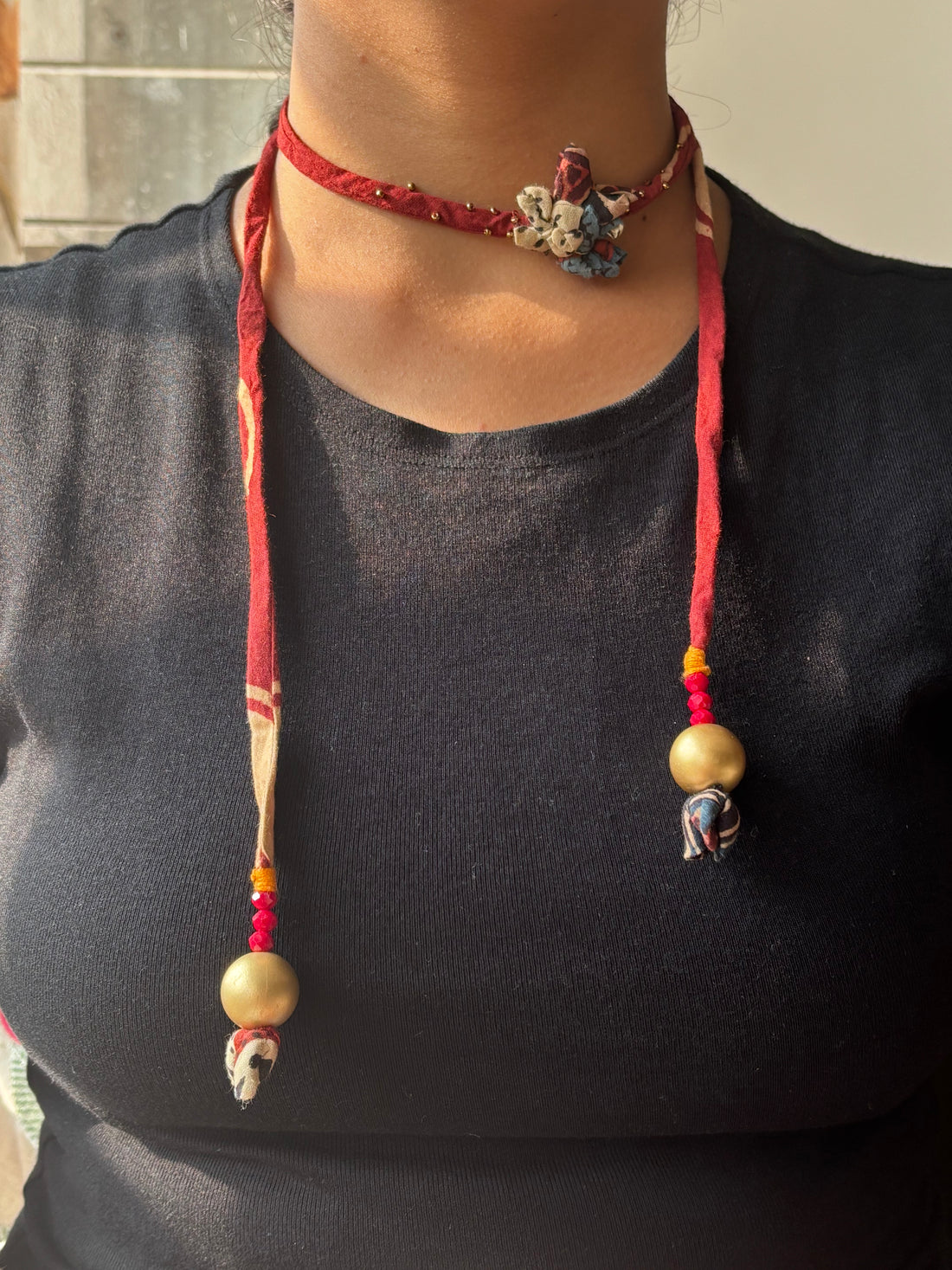 Upcycled Ajrakh Multiway Dori Jewellery
