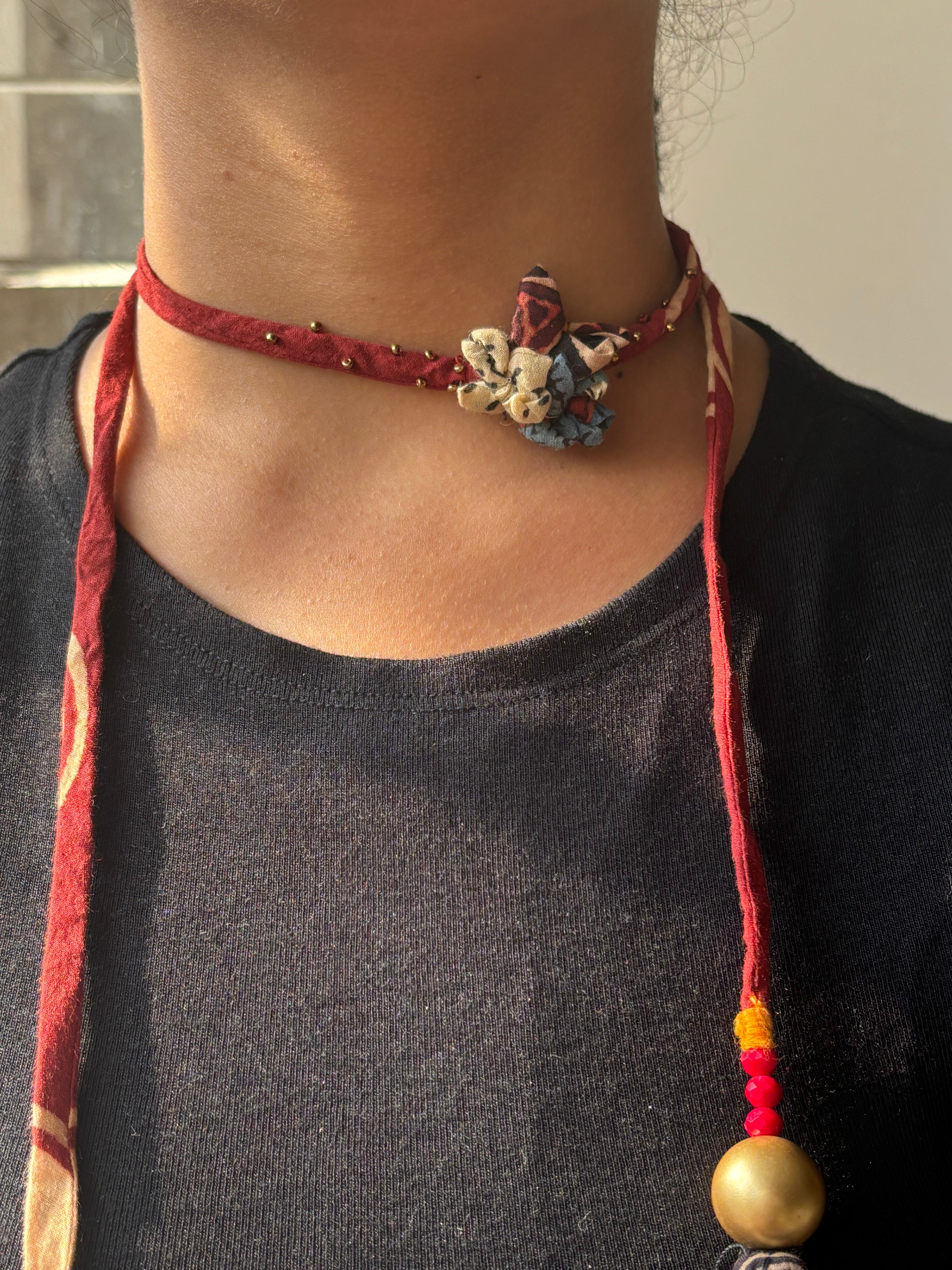 Upcycled Ajrakh Multiway Dori Jewellery