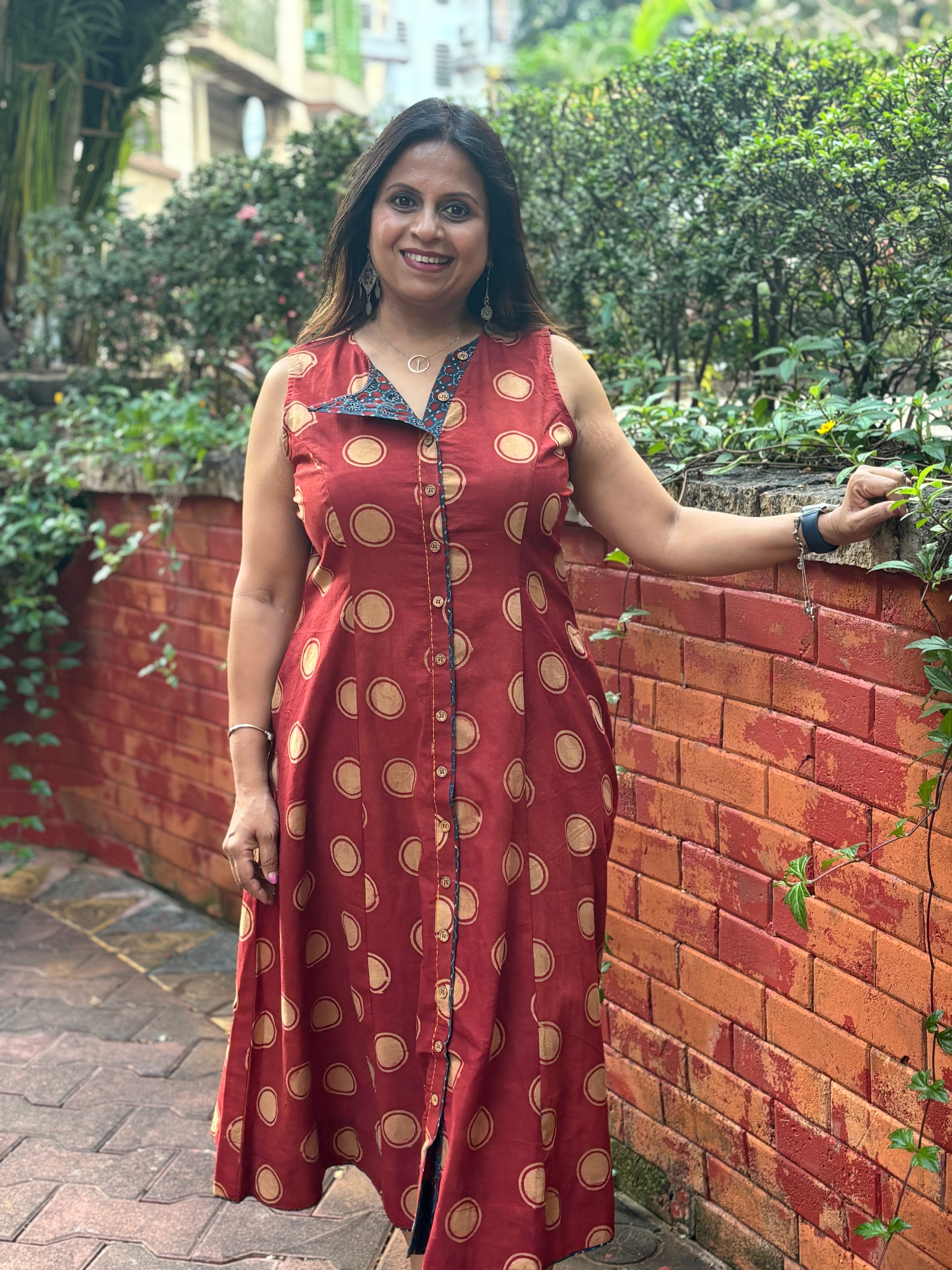 Ajrakh flap collar Dress