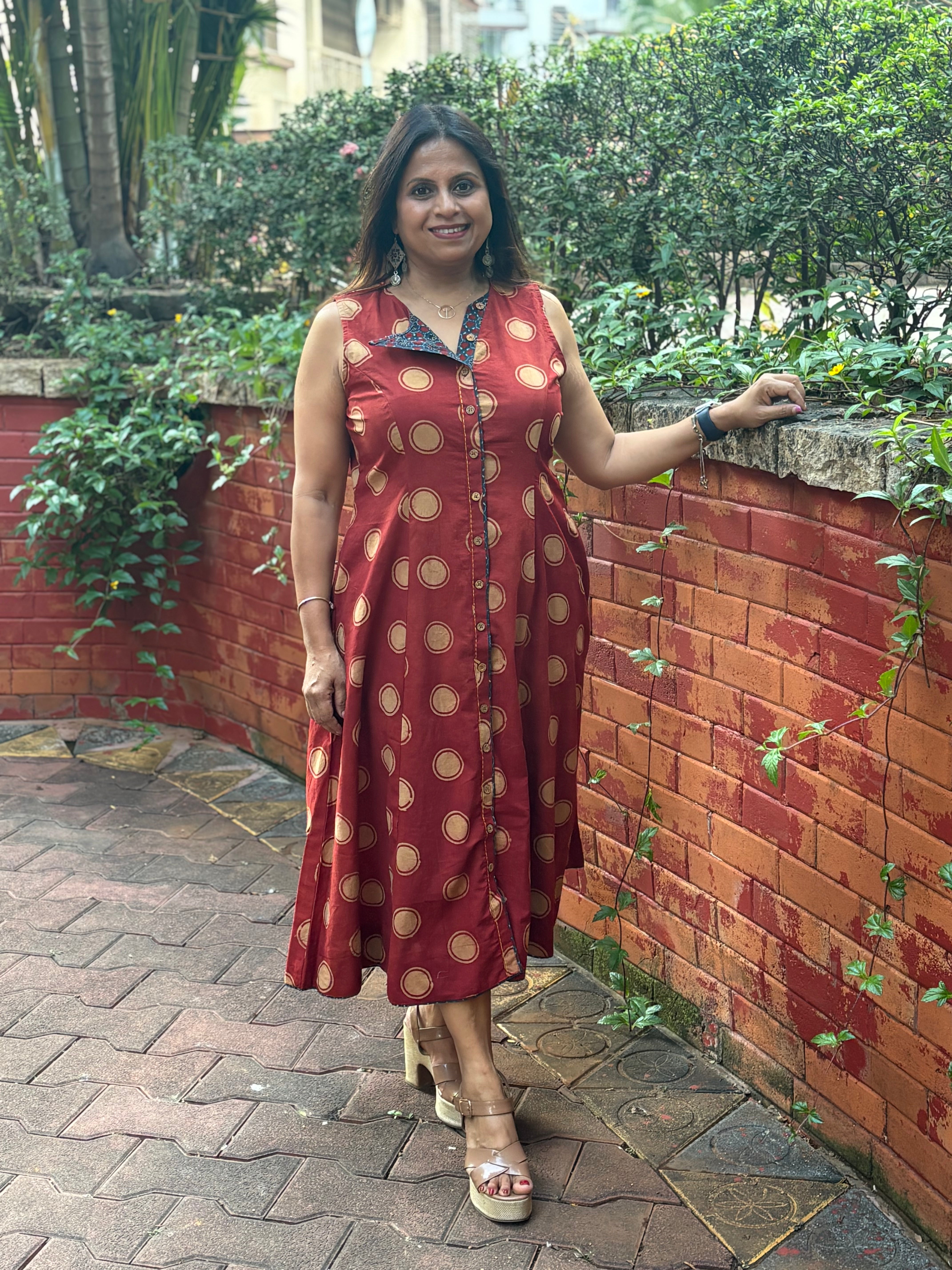 Ajrakh flap collar Dress