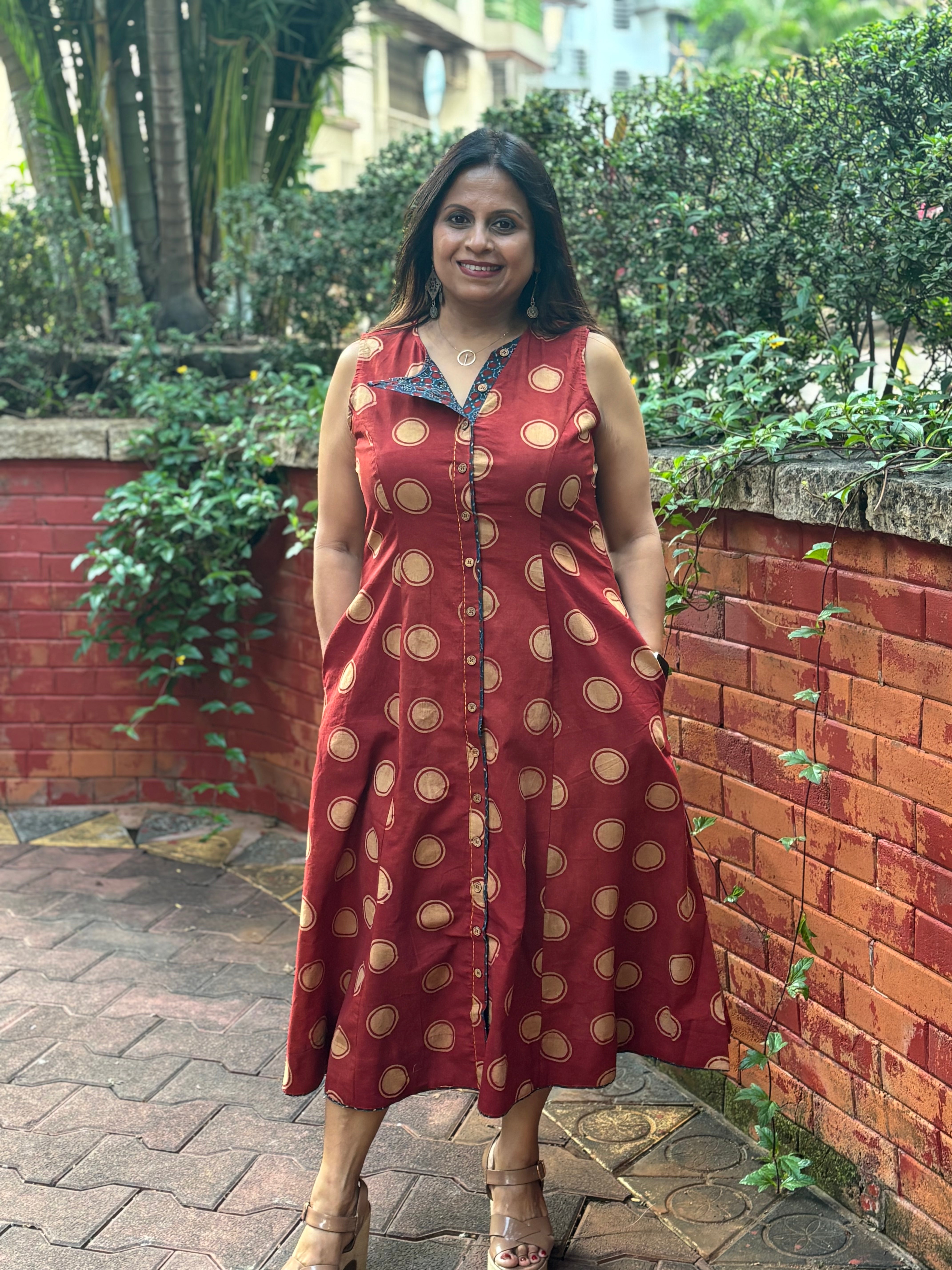 Ajrakh flap collar Dress