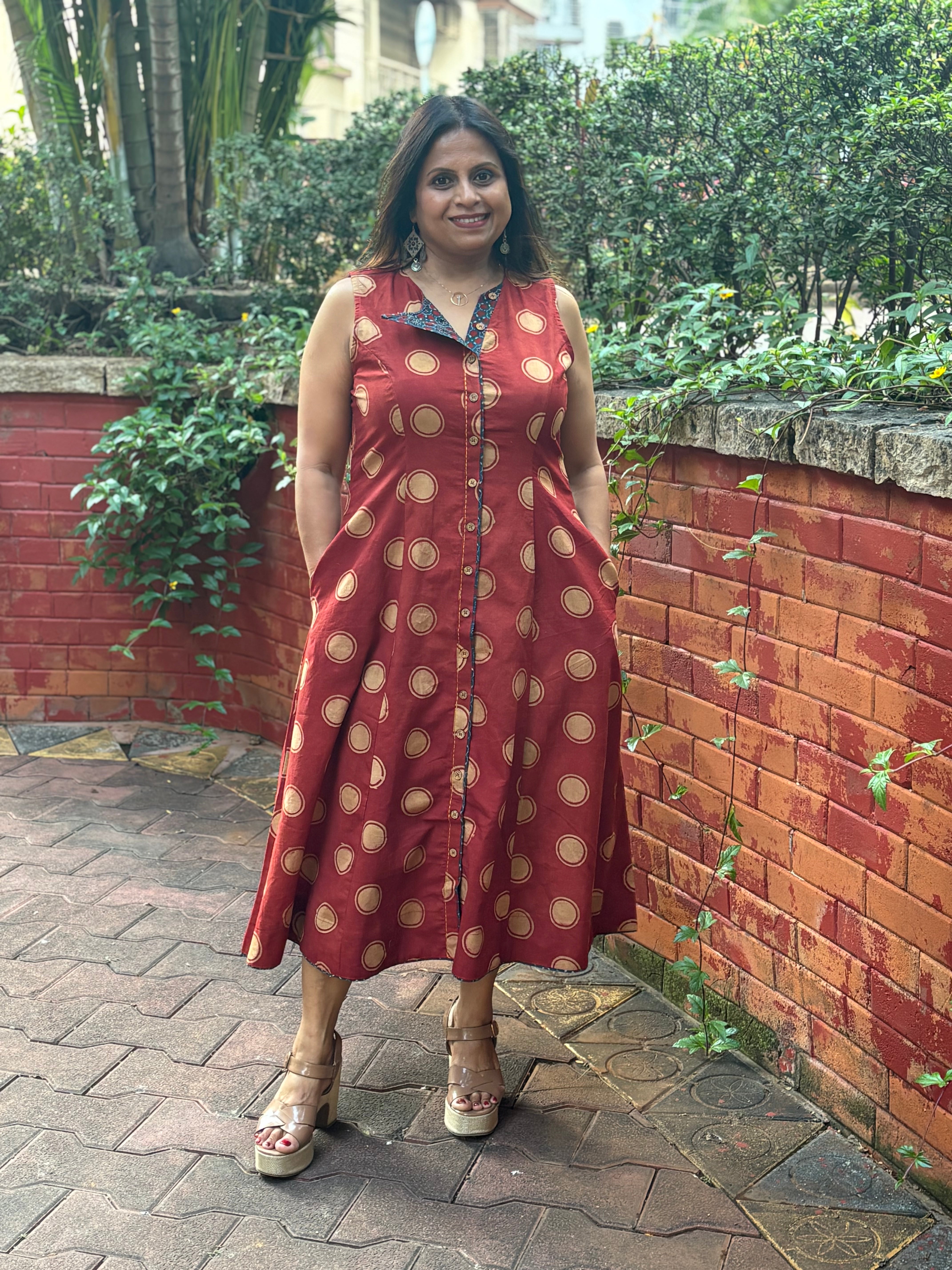 Ajrakh flap collar Dress