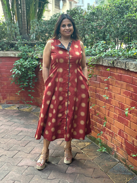 Ajrakh flap collar Dress