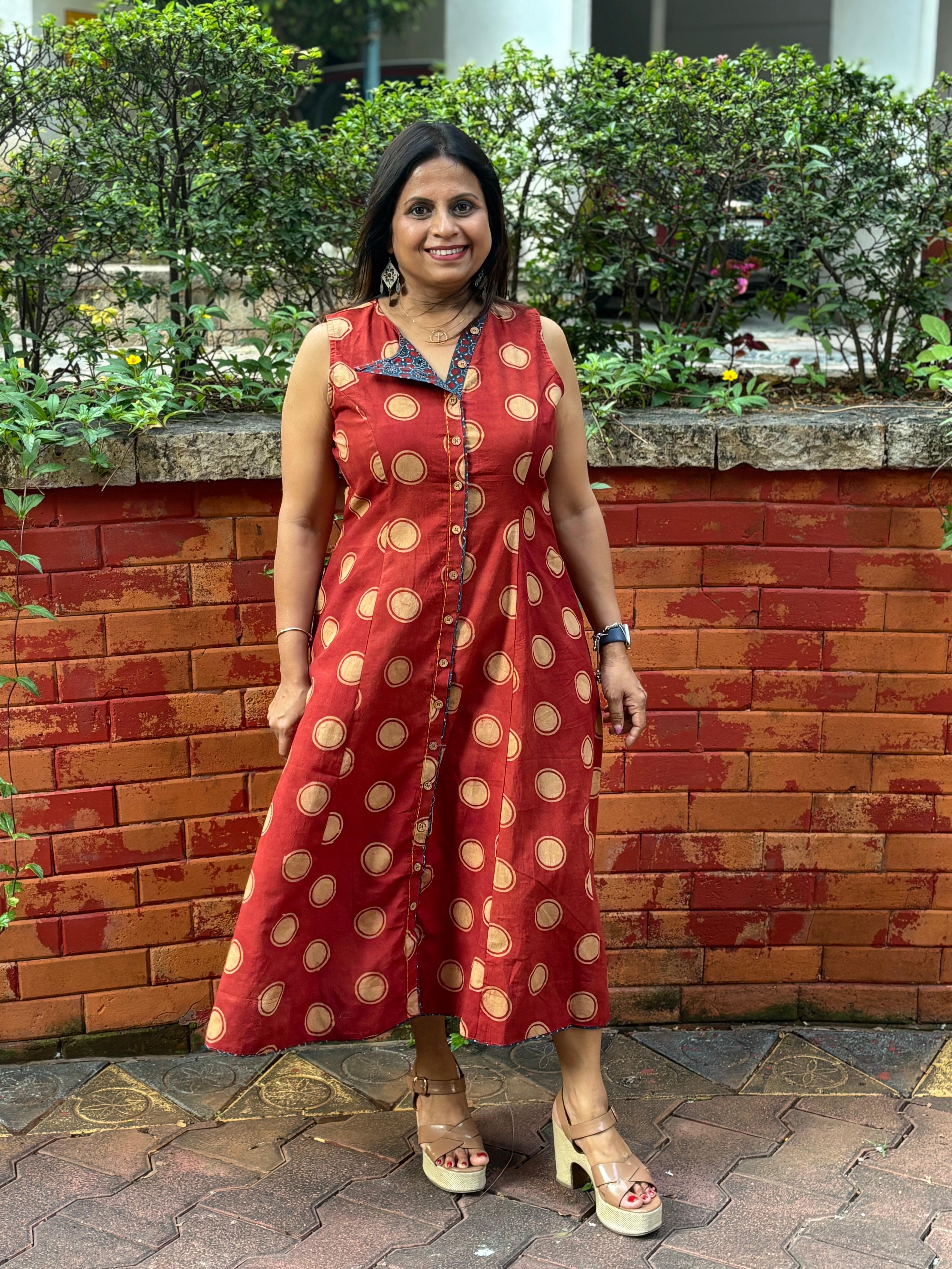 Ajrakh flap collar Dress