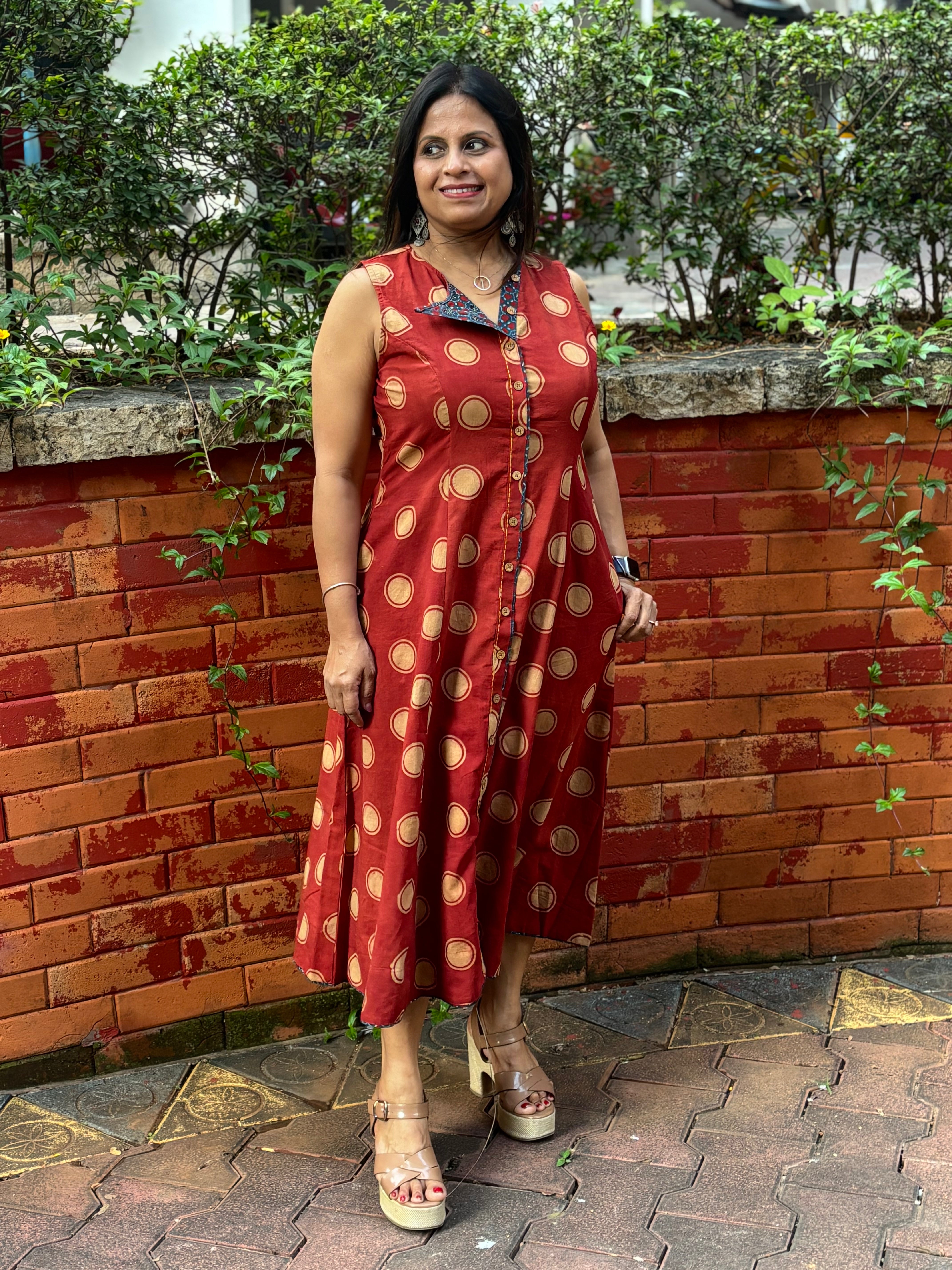 Ajrakh flap collar Dress