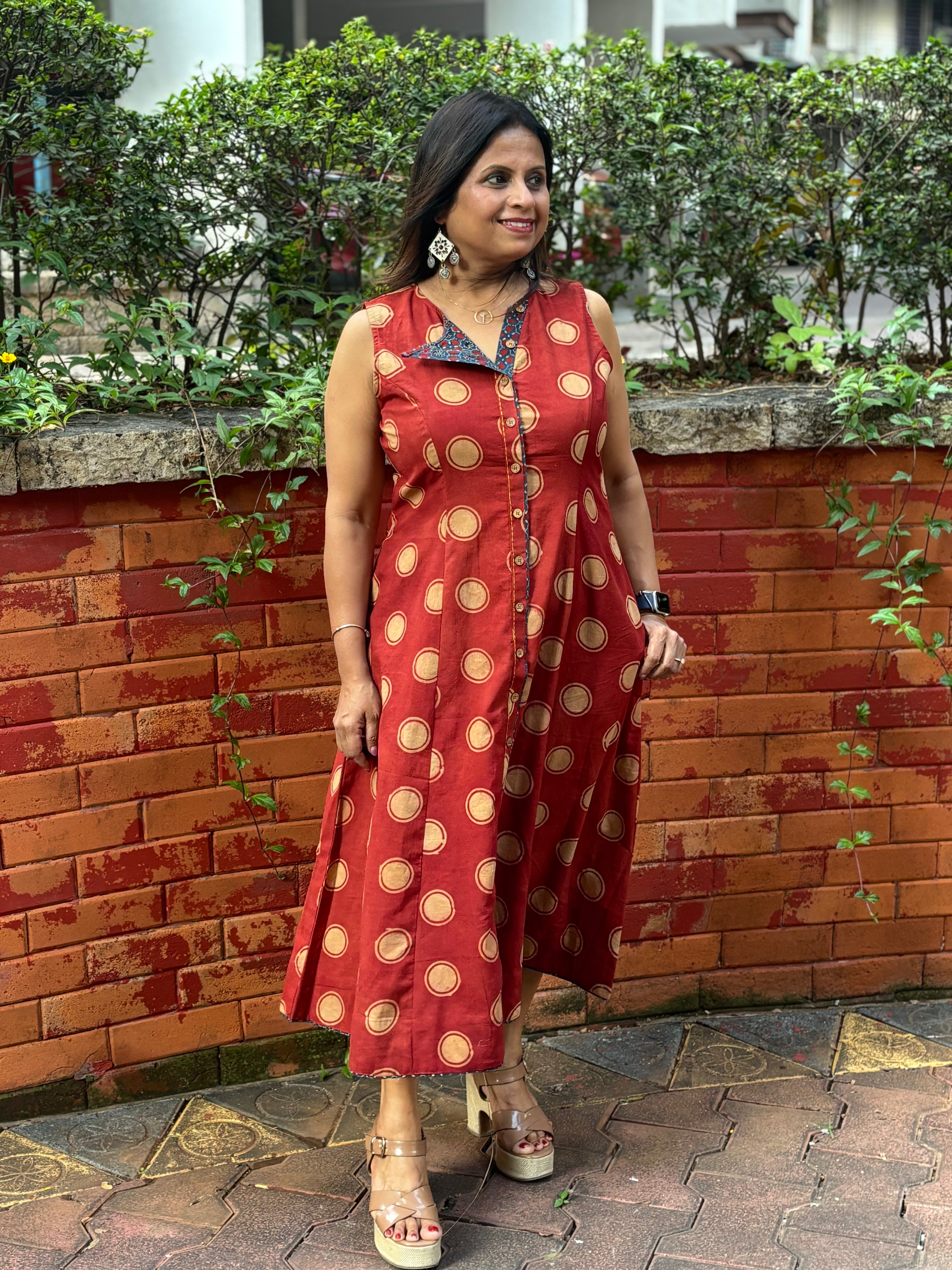 Ajrakh flap collar Dress