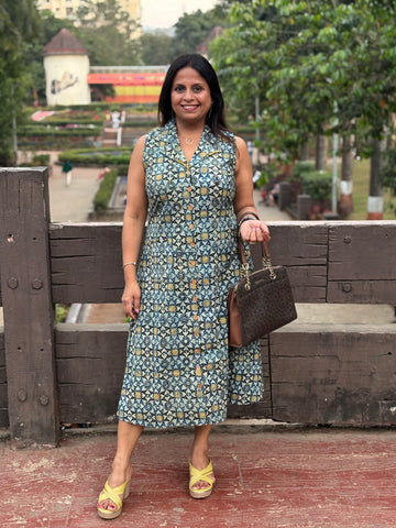 Lapel Collar Midi Dress